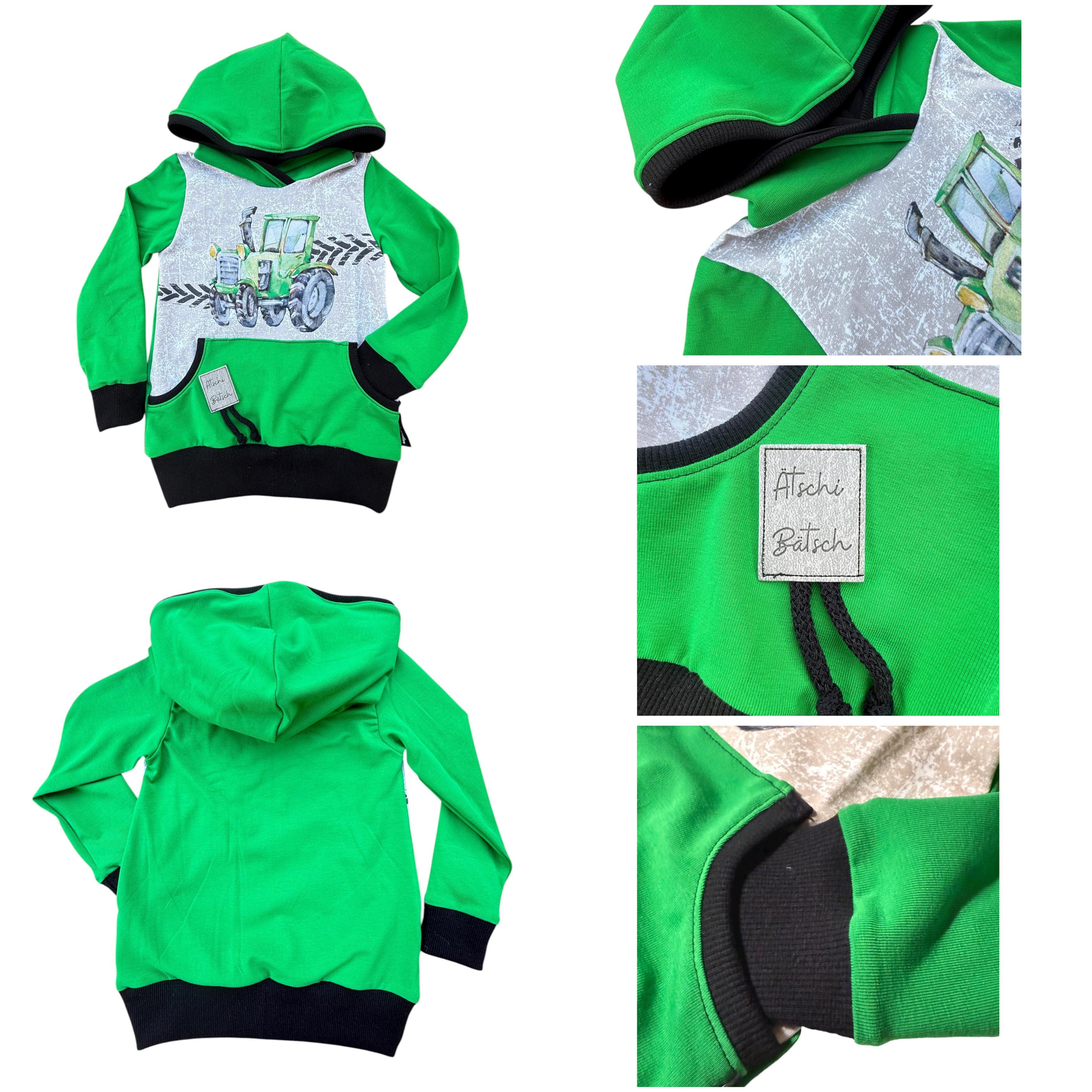 Land-Juwelen Hoodie mit Traktor grasgrün