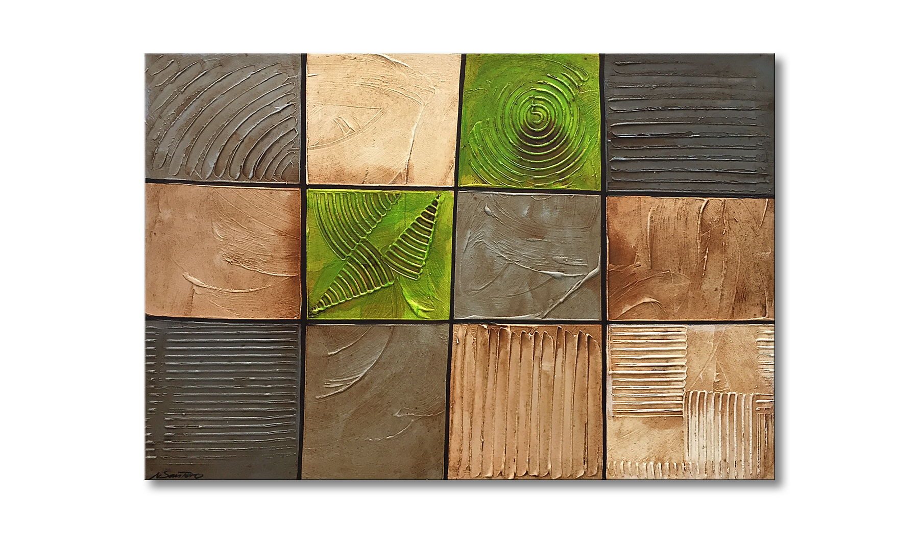 WandbilderXXL Gemälde Earth Pieces 120 x 80 cm, Abstraktes Gemälde, handgemaltes Unikat