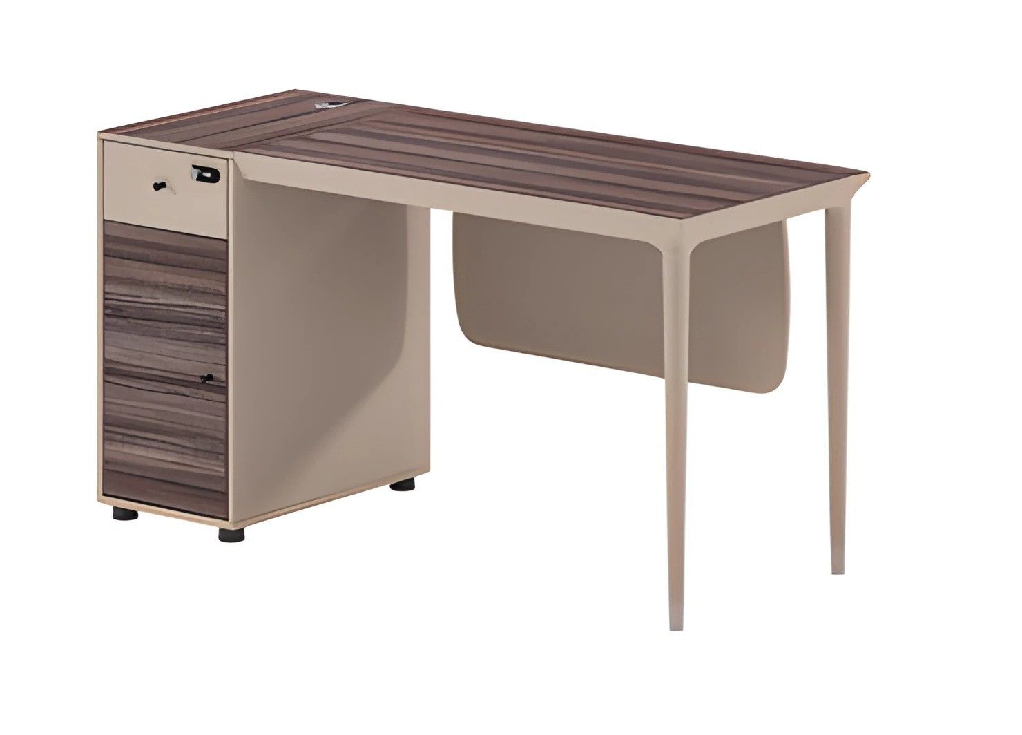 Xlmoebel Schreibtisch XLMOEBEL Schreibtisch Holzoptik Beige-Braun mit Schubladen und Schloss, Made in Europa