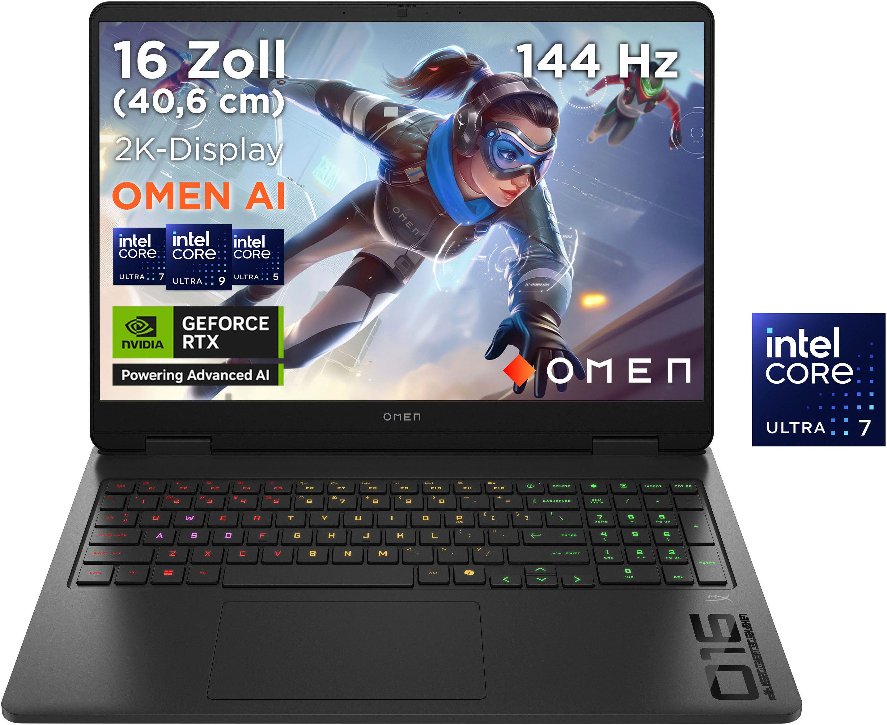 HP OMEN 16-am Intel Gaming-Notebook (40,6 cm/16 Zoll, Intel Ultra 7 255H, GeForce RTX 5060, 24 GB, 2000 GB SSD)
