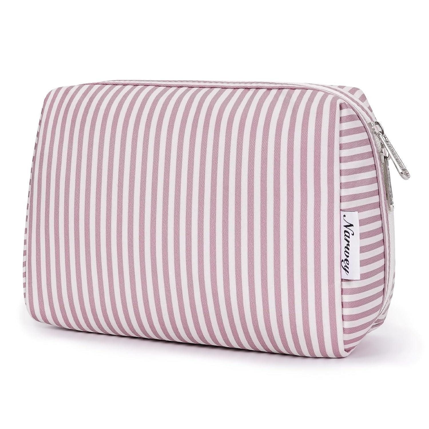 LuxusKollektion Kosmetiktasche Kosmetiktasche Damen Makeuptasche Kulturtasche Rosa Streifen L