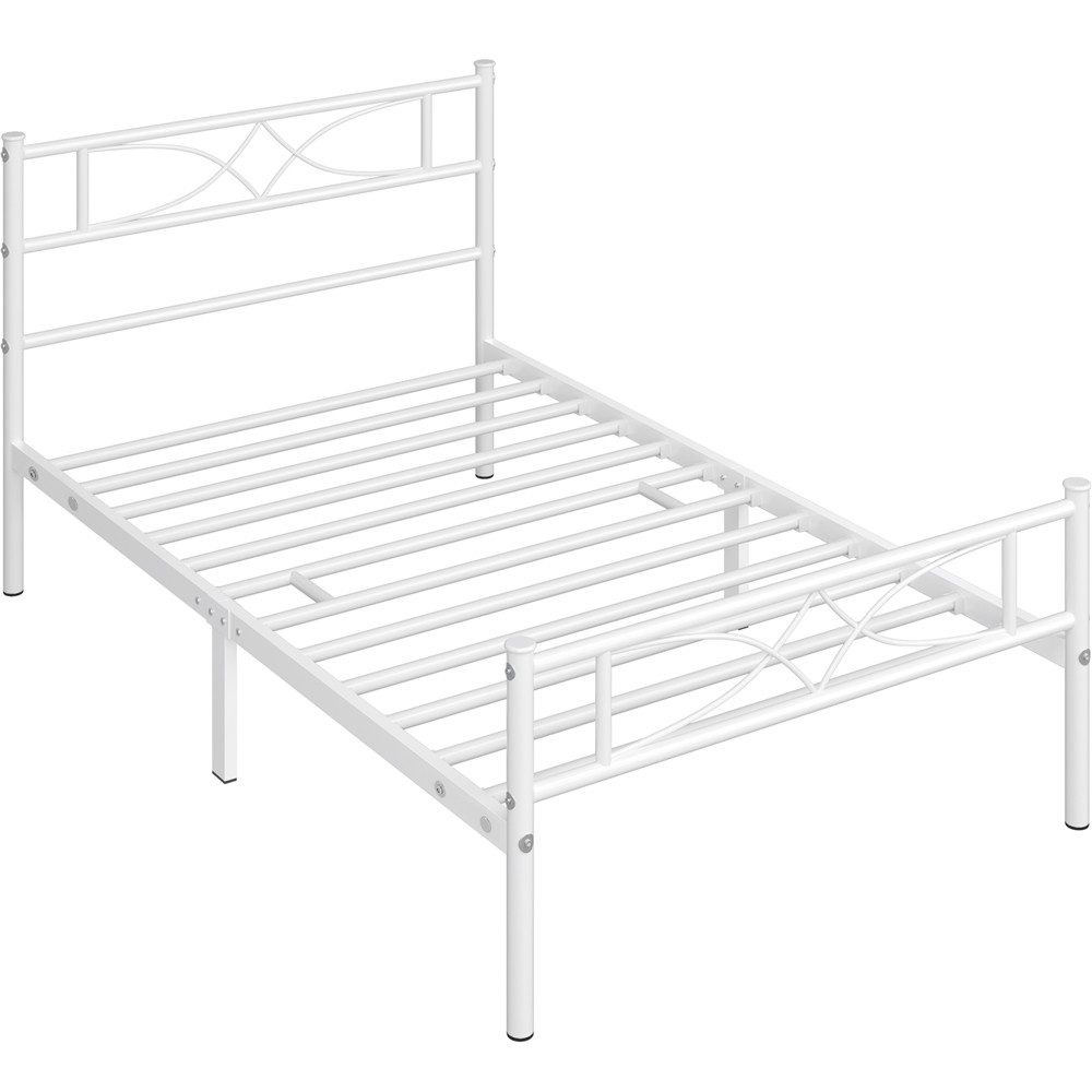 Yaheetech Metallbett Bettgestell im industriellen Stil, Bettrahmen mit Kopfteil Gästebett mit Lattenrost für Schlafzimmer