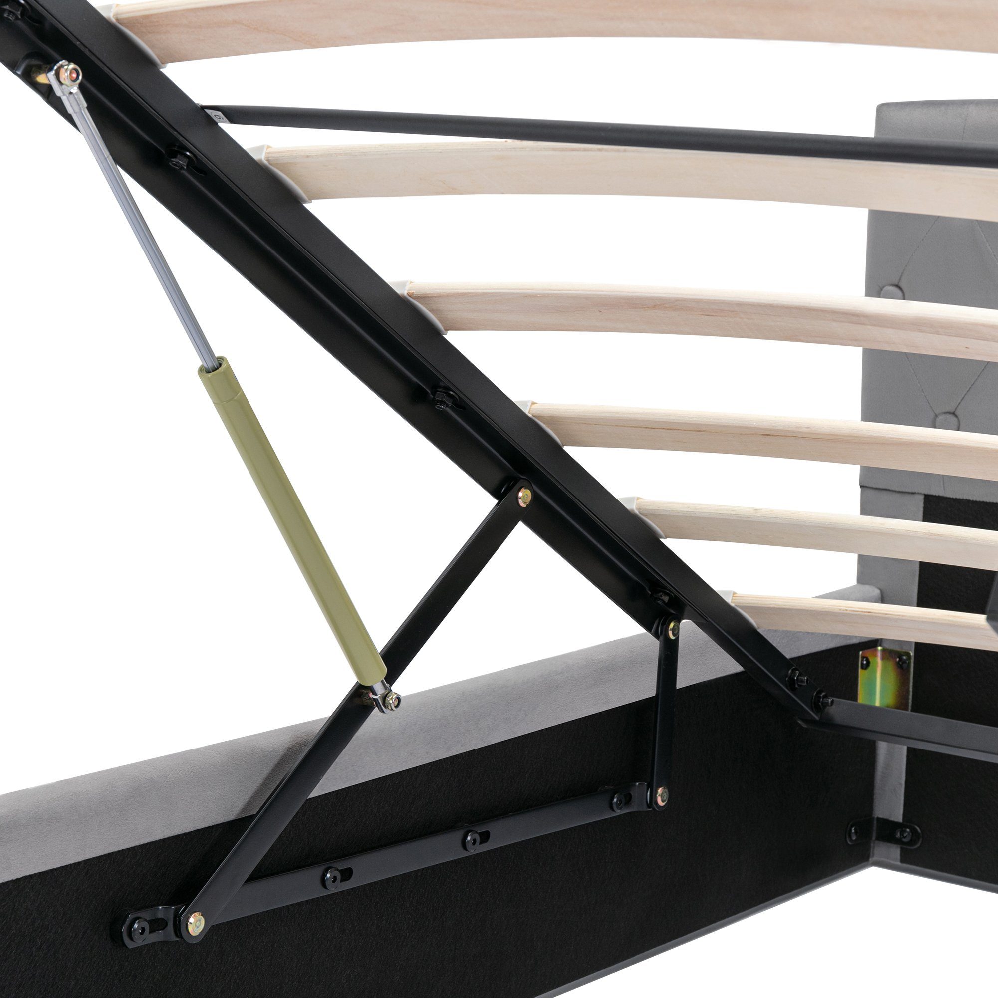 Boxspringbett (Polsterbett), Hydraulisches Doppelbett 140x200 cm mit Knopfheftung