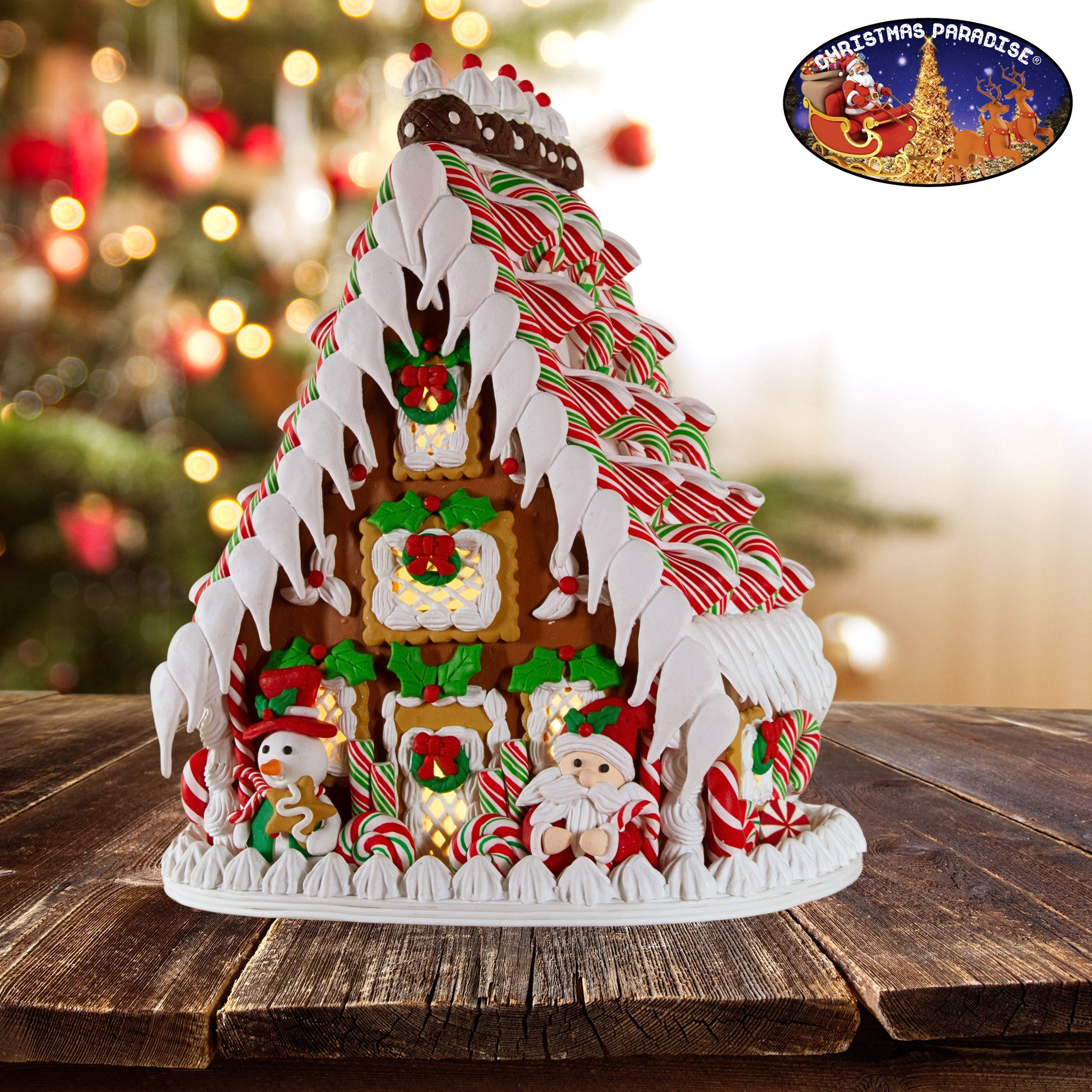 Weihnachtshaus LED Lebkuchenhaus 26cm bunt