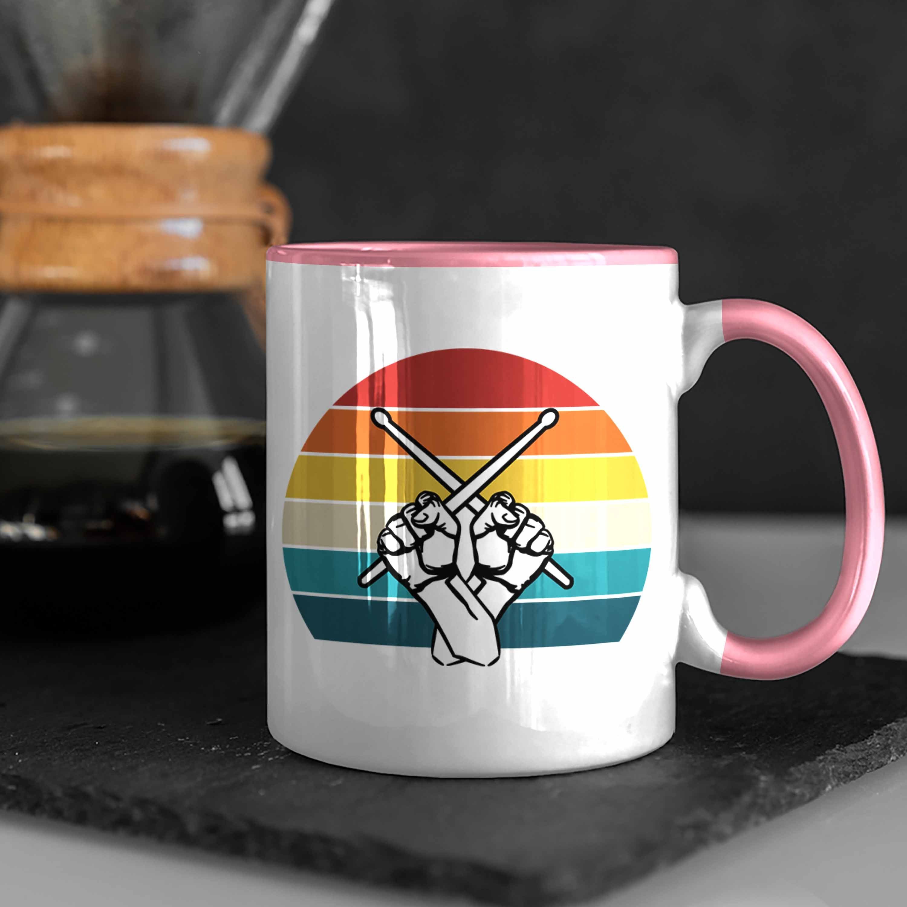 Tasse Trendation Grafik Trendation Tasse Schlagzeuger Retro für Rosa Schlagzeug-Spieler - Geschenk