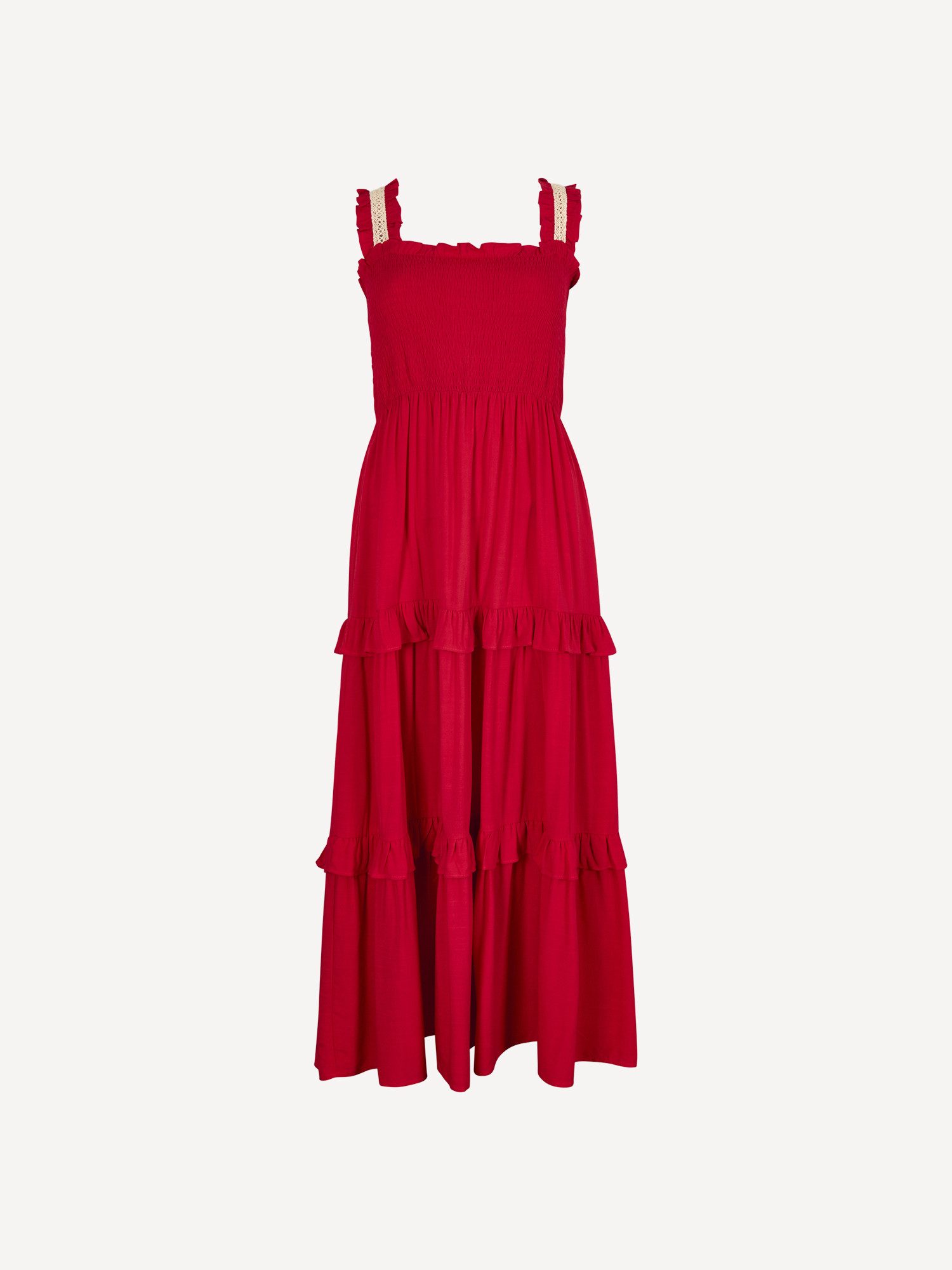 Apricot Midikleid Midi-Kleid mit gestufter Spitzenverzierung – Bild 5 von 5