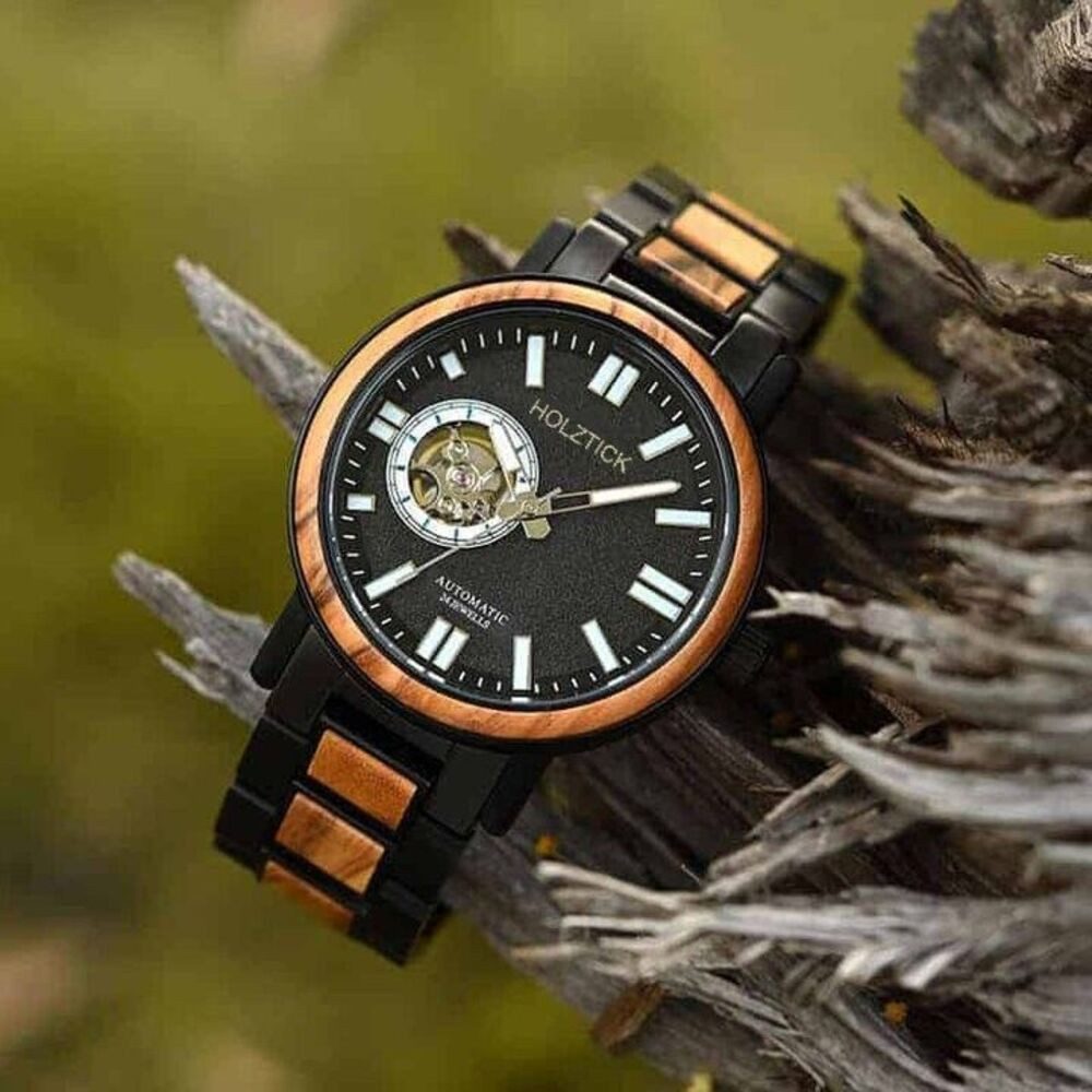 Holztick Bavaria Automatikuhr Hannibal black HANNIBAL BLACK, Blick auf das bewegliche Innenleben