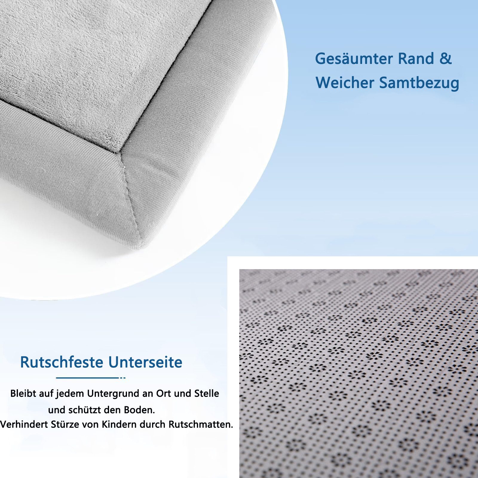 Diwzbyn Spielmatte Baby Spielmatte 80x200cm, 2cm dicke Krabbelmatte für Babys&Kleinkinder, weiche gepolsterte Spiel- und Krabbelunterlage, rutschfest – Bild 4 von 5