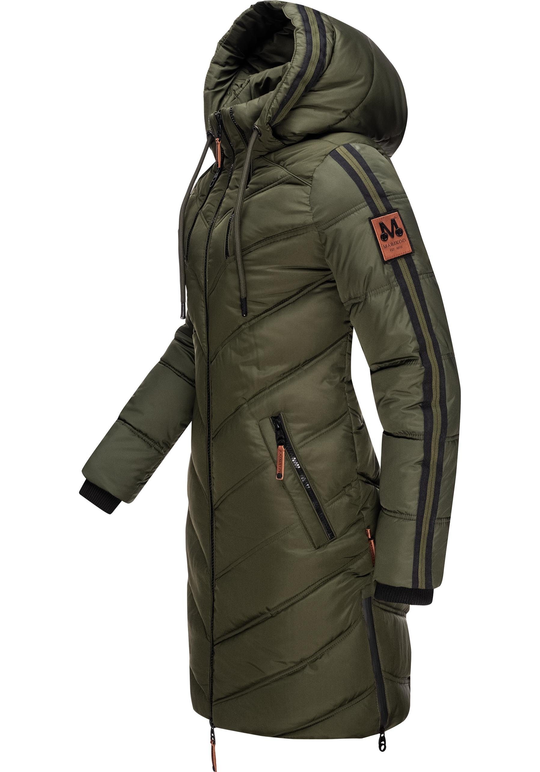 Marikoo Wintermantel Armasa modischer Damen Winter Steppmantel mit Kapuze