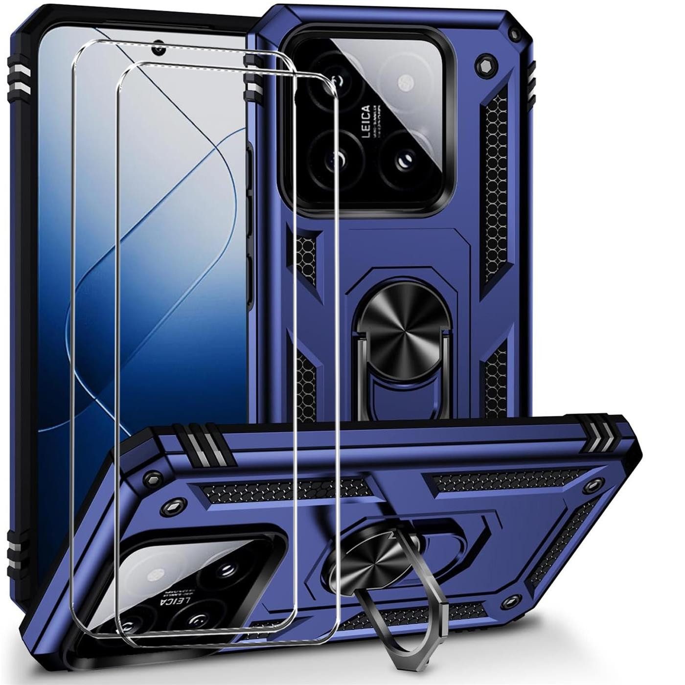 CoolGadget Handyhülle Blau als 2in1 Schutz Cover Set für das Xiaomi Redmi Note 11 / 11s 6,43 Zoll, 2x Glas Display Schutz Folie + 1x Case Hülle für Redmi Note 11 11s