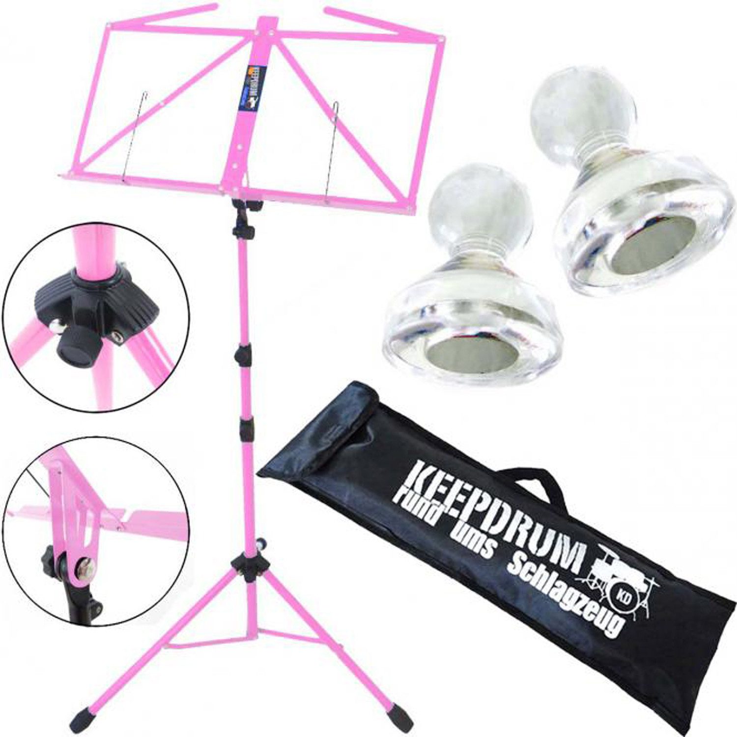 keepdrum Notenpult keepdrum MUS3PK Notenständer Pink mit 2 Magnete, Vorteils-Set