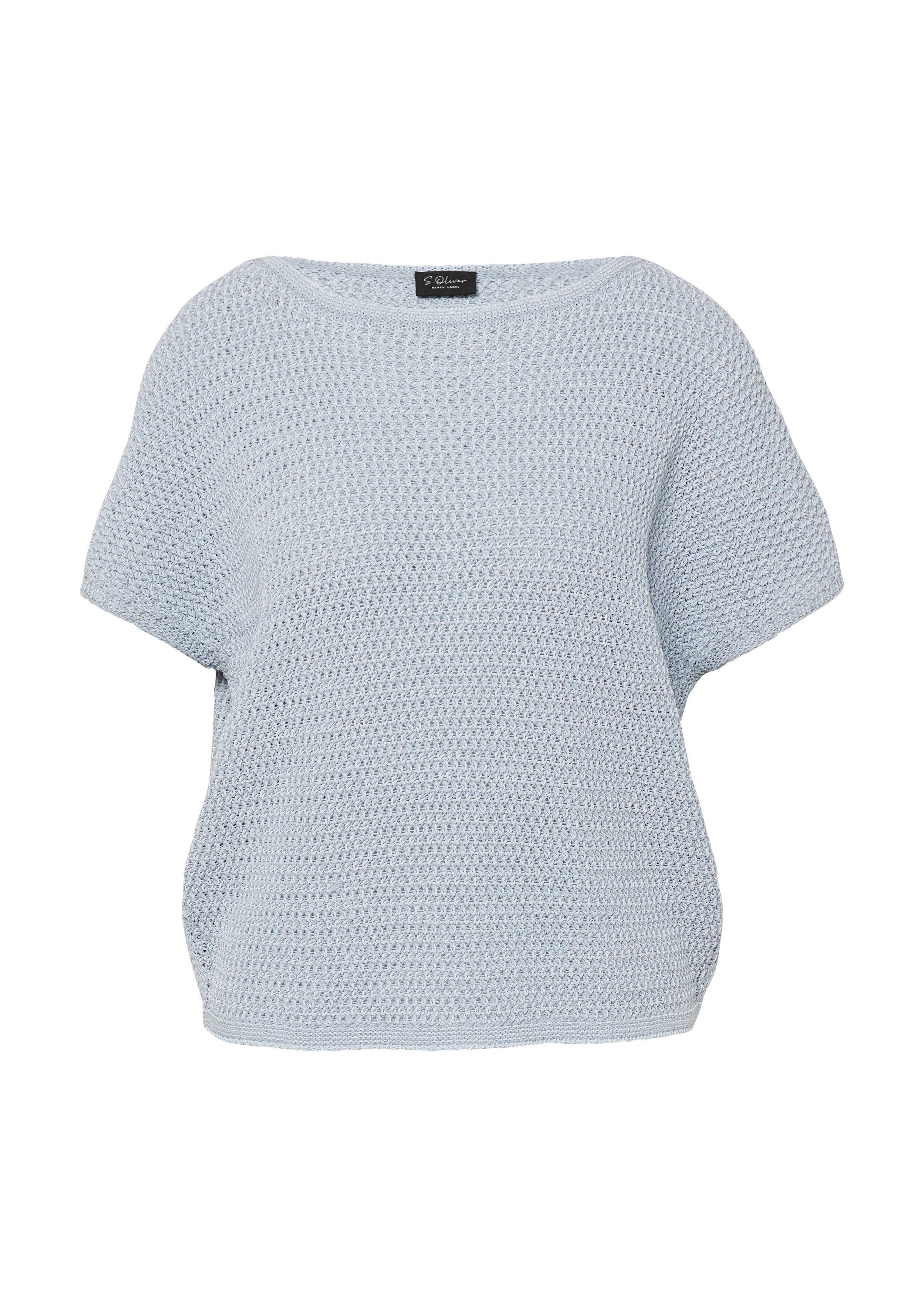 s.Oliver Kurzarmpullover Strickpullunder Shirt mit Strickmuster im Relaxed Fit