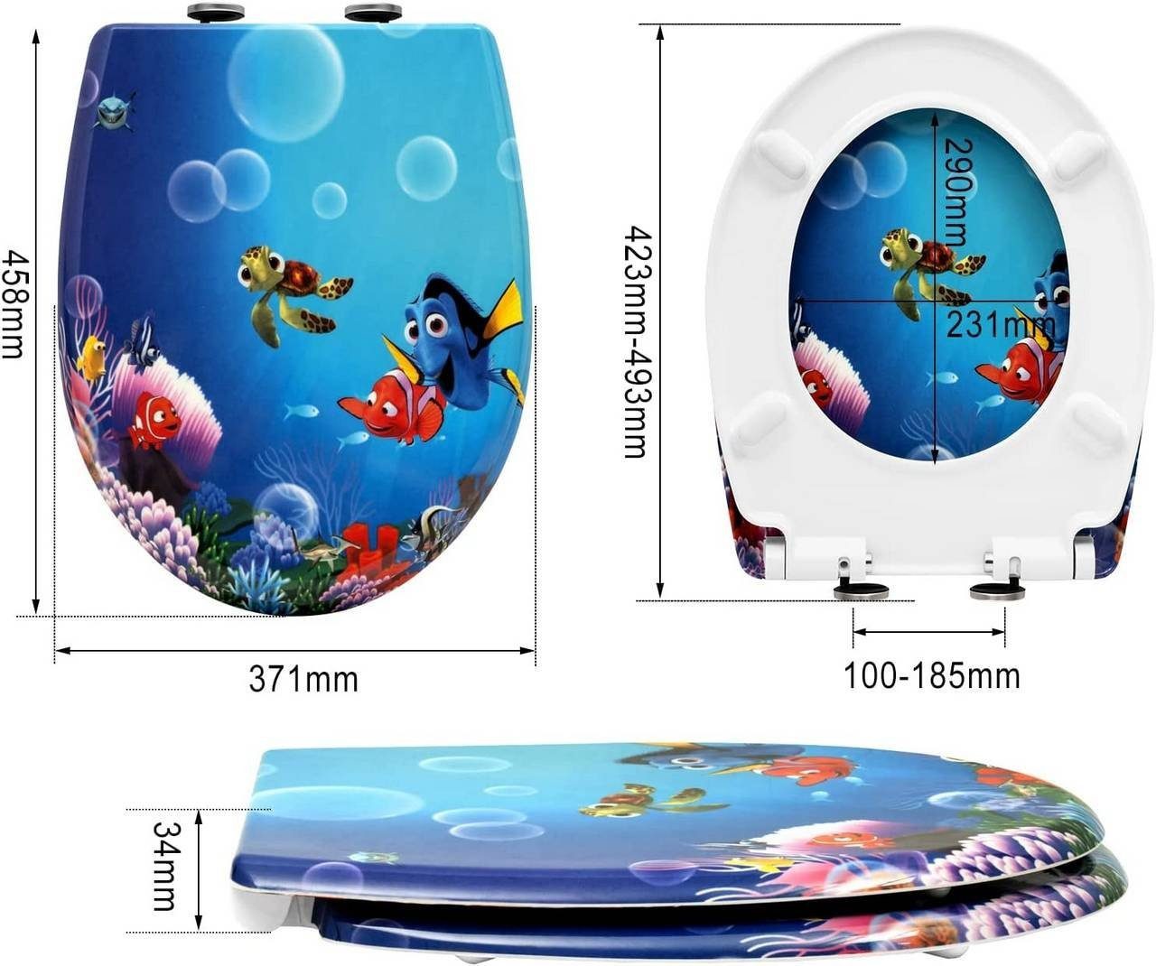 Woltu WC-Sitz (1-St), mit Absenkautomatik, Duroplast, Fast Schnellbefestigung