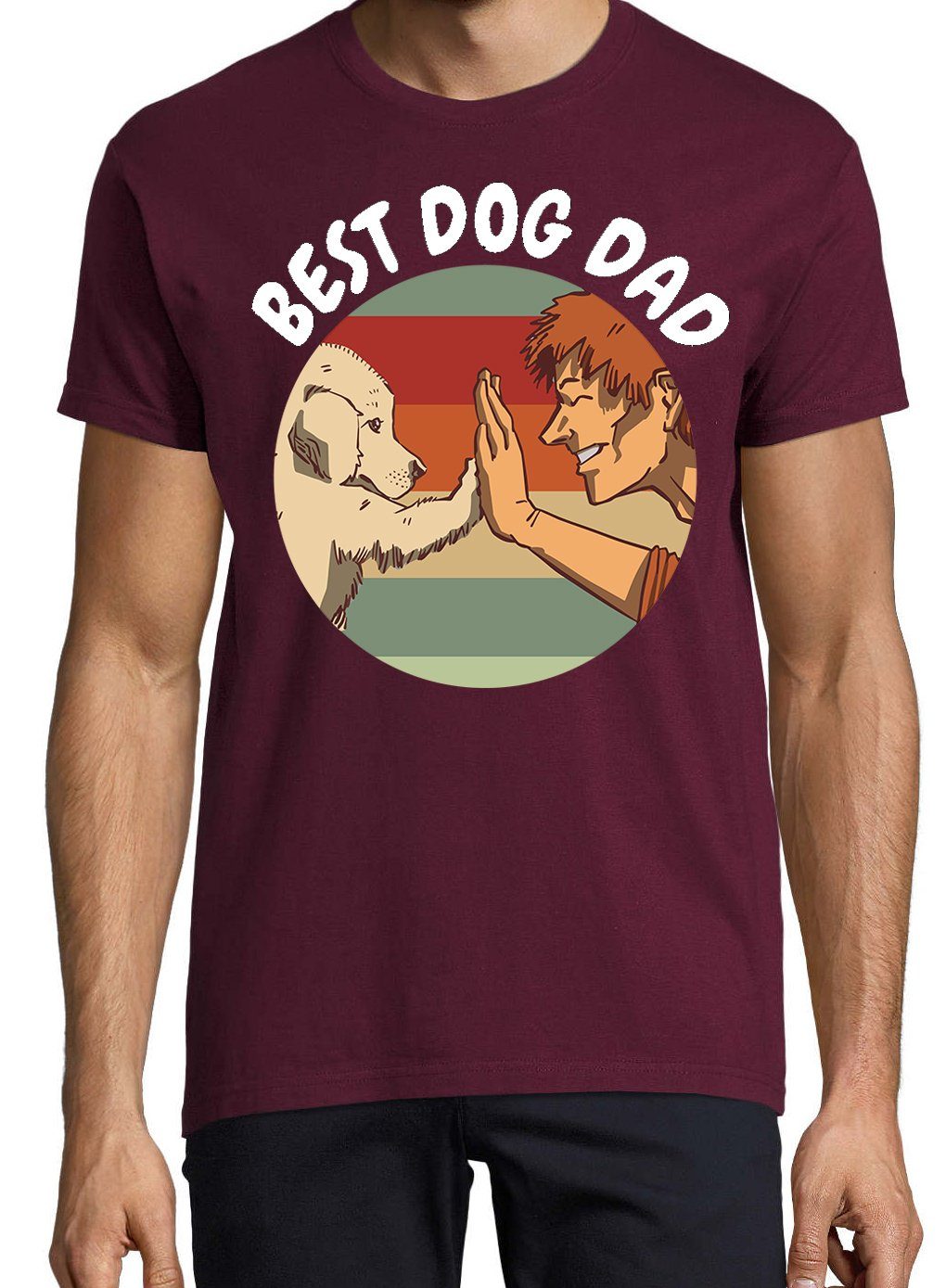 Frontprint Dog lustigem Shirt Herren Hunde Designz Burgund Dad Youth T-Shirt Best mit