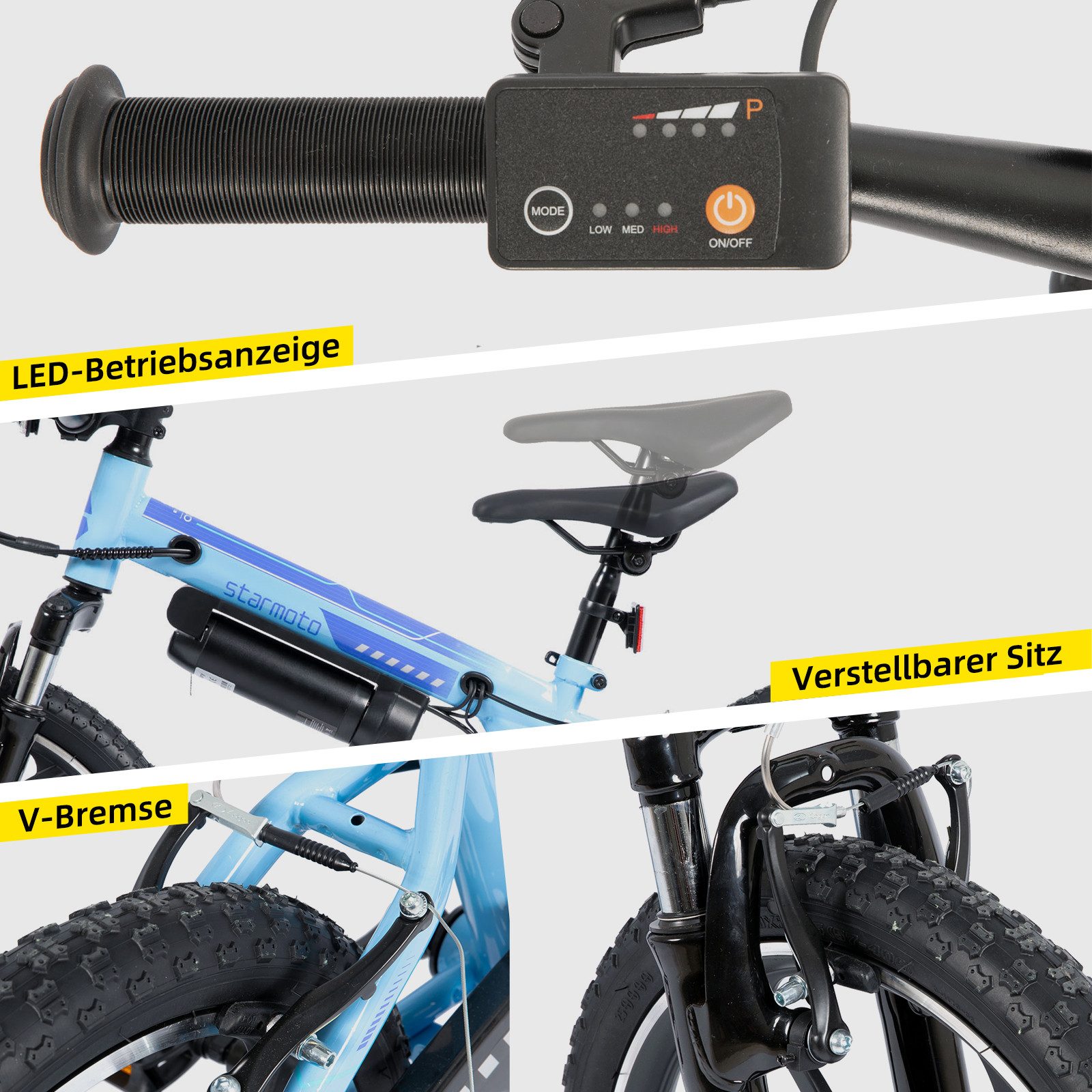 HILAND E-Bike 20 Zoll Pendler E-Bike mit 2 Fahrmodi & Einstückrahmen