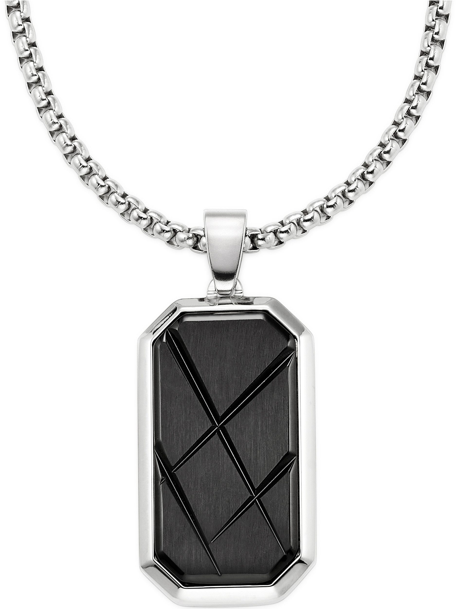 Bruno Banani Kette mit Anhänger Edelstahlkette mit schwarzer Platte