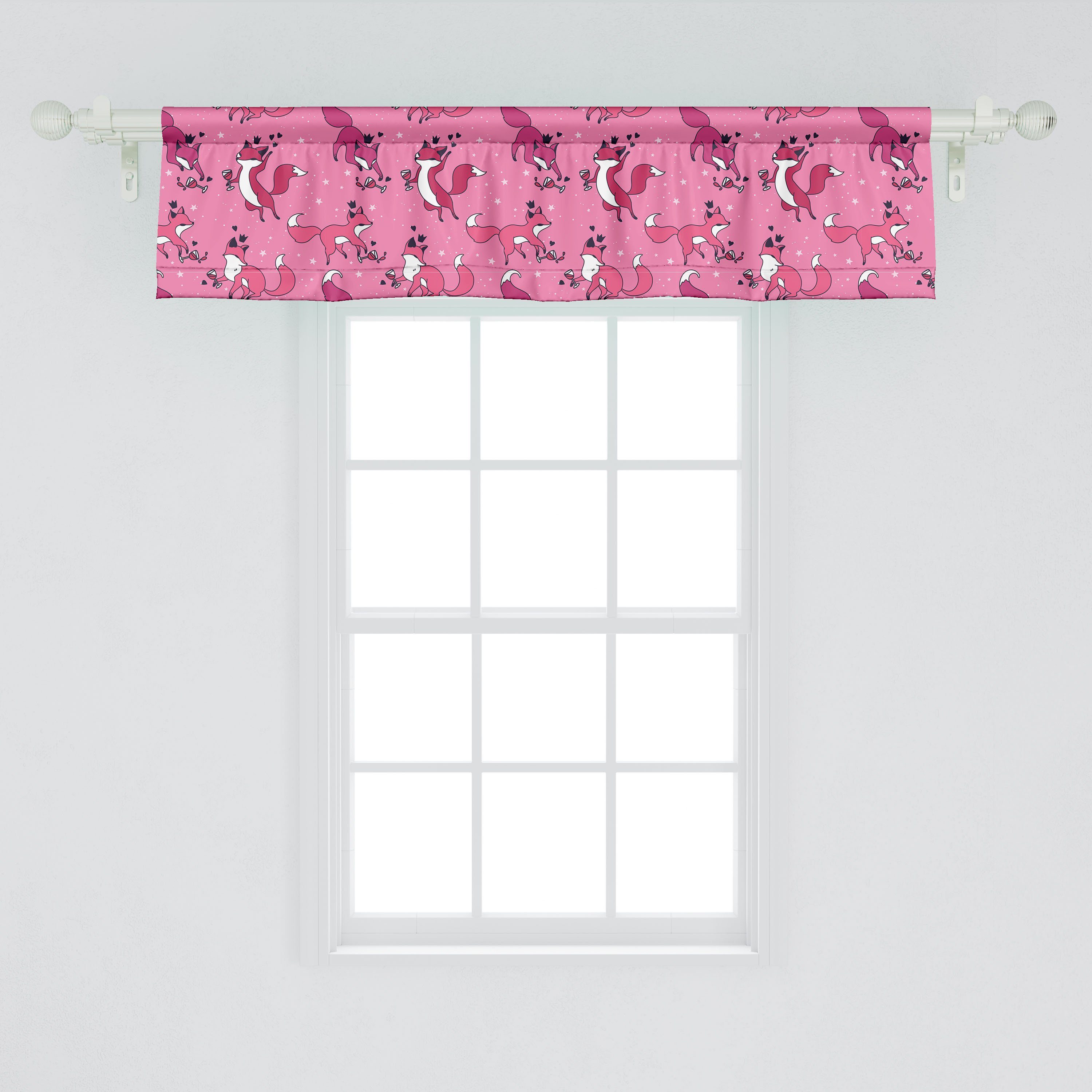 Scheibengardine Vorhang Volant für Küche Kindergarten Füchse, Spaß-Kunst Lustige Abakuhaus, mit Stangentasche, die Dekor Microfaser, Schlafzimmer