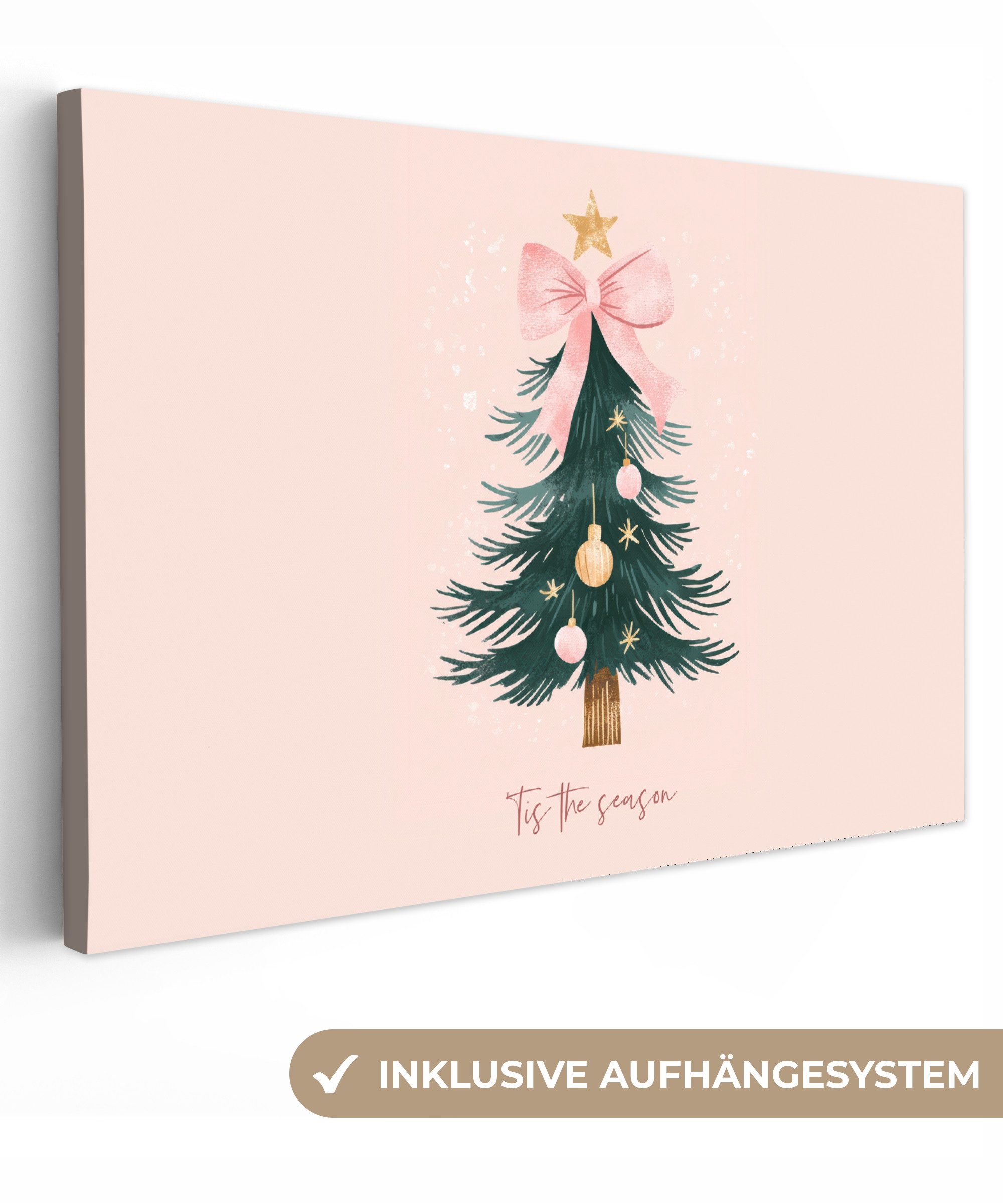 OneMillionCanvasses® Leinwandbild Weihnachtszeit - Weihnachtsbaum - Rosa, F günstig online kaufen