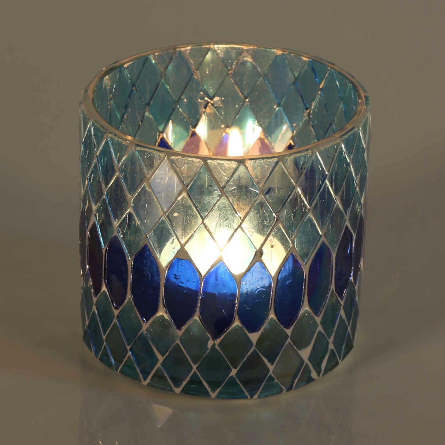 Casa Moro Windlicht Rayan Dunkelblau Teelichthalter Kerzenhalter Mosaik Glas handgefertigt (Glaswindlicht, Kerzenständer), Weihnachtsgeschenk