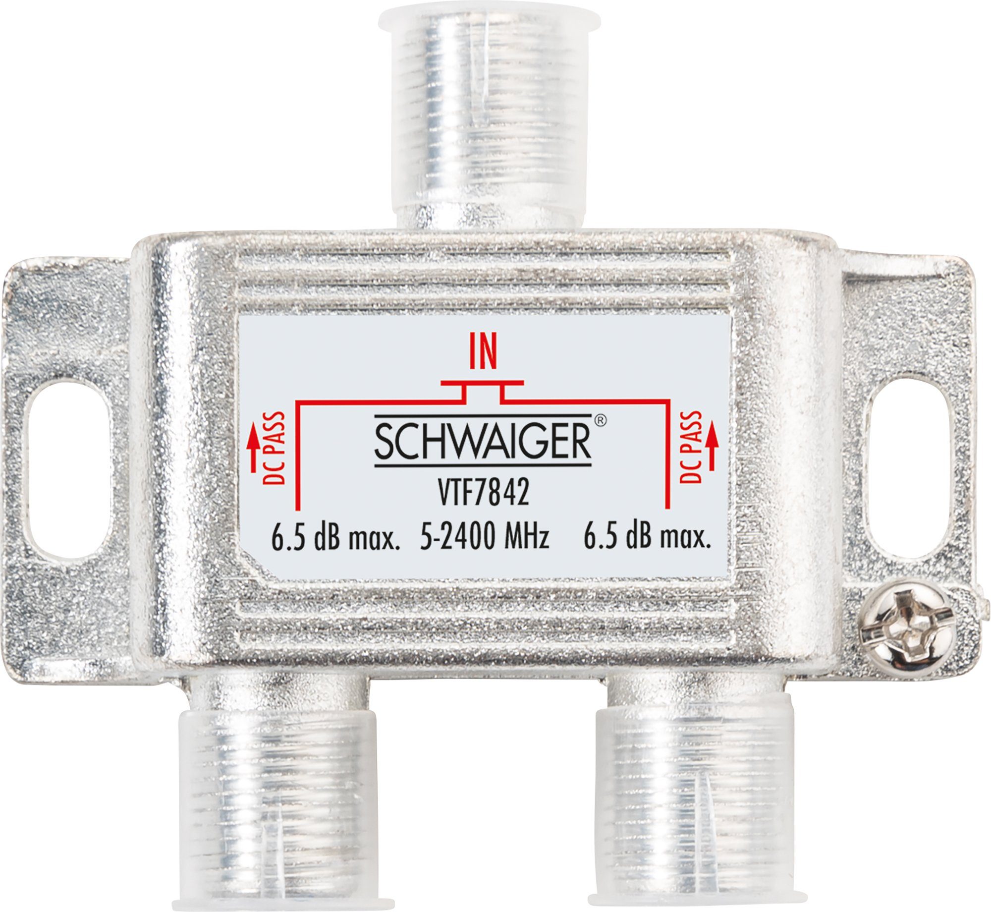 Schwaiger SAT-Verteiler VTF7842 531 (verteilt ein Signal auf zwei Teilnehmer), für Kabel-, Antennen- und Satellitenanlagen