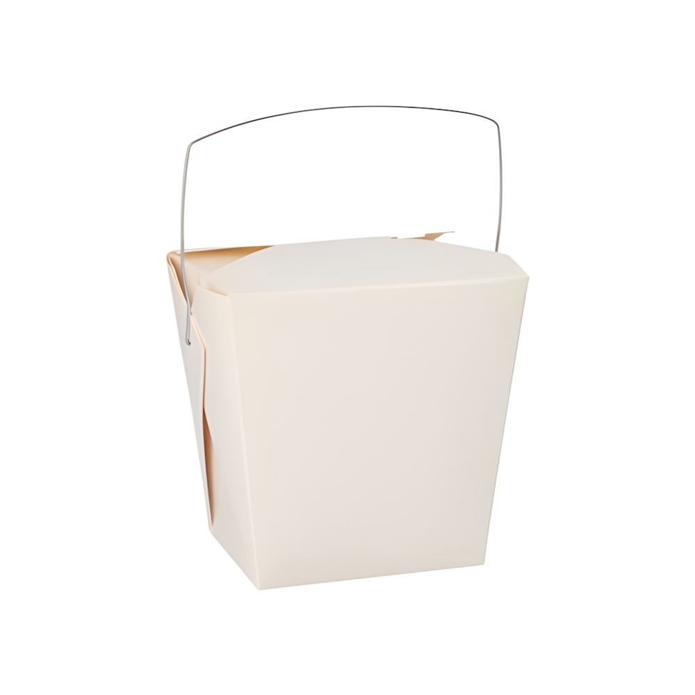 PAPSTAR Einweggeschirr-Set 300 x Snackboxen mit Henkel ASIA eckig 770 ml 10,3 x 8 x 6,6 cm weiss, Pappe, beschichtet / Eisen
