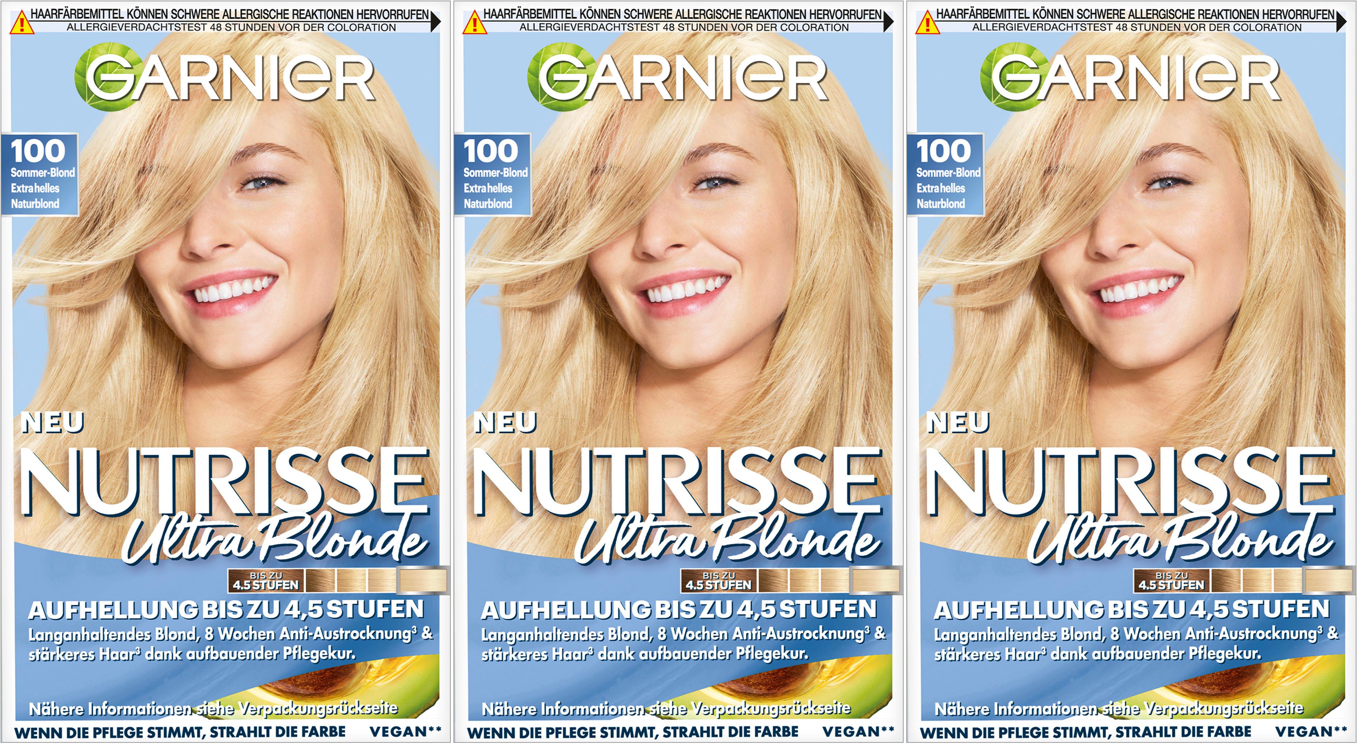 GARNIER Coloration NUTRISSE ULTRA BLONDE, Packung, 3-tlg., mit Creme-Textur, fruchtig-frisch duftend