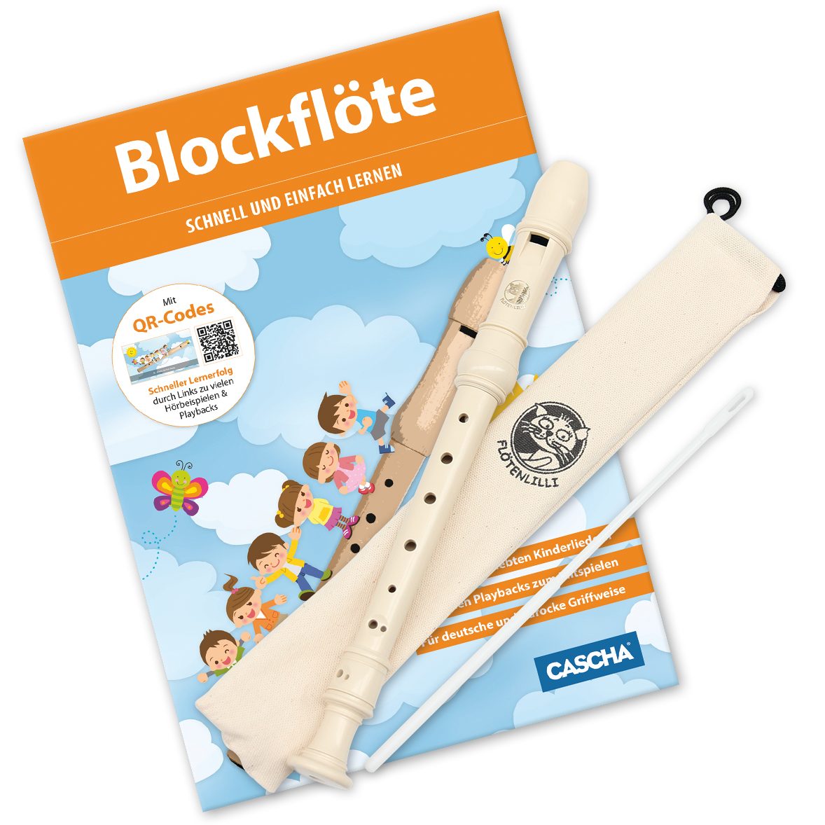 Blockflöte Blockflöte Set Deutsche Griffweise + Übungsheft Tasche Reinigungsstab
