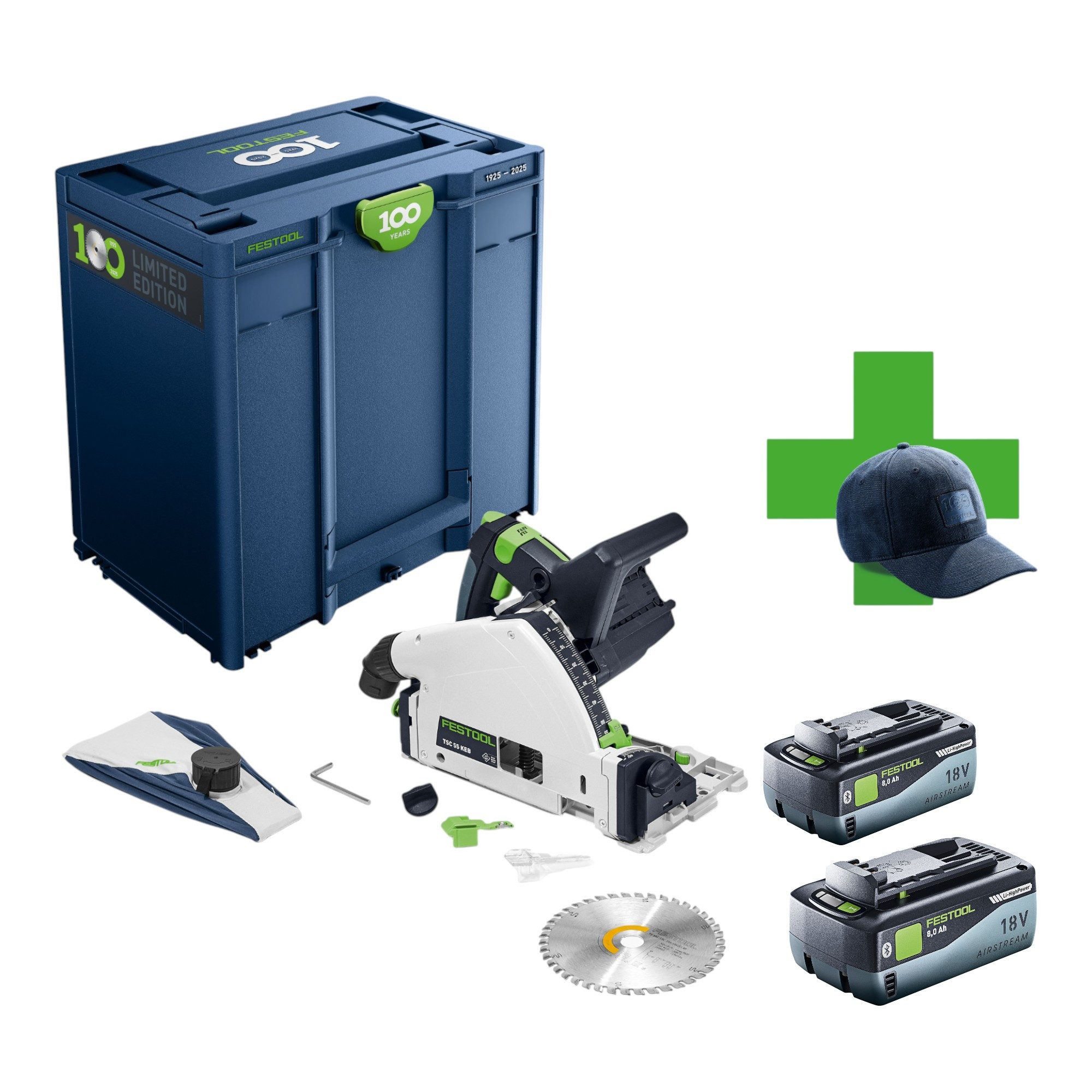FESTOOL Kompakt-Handkreissäge TSC 55 KEB-Basic 100Y Limited Edition 36 V + 2x Akku 8,0Ah + Syst