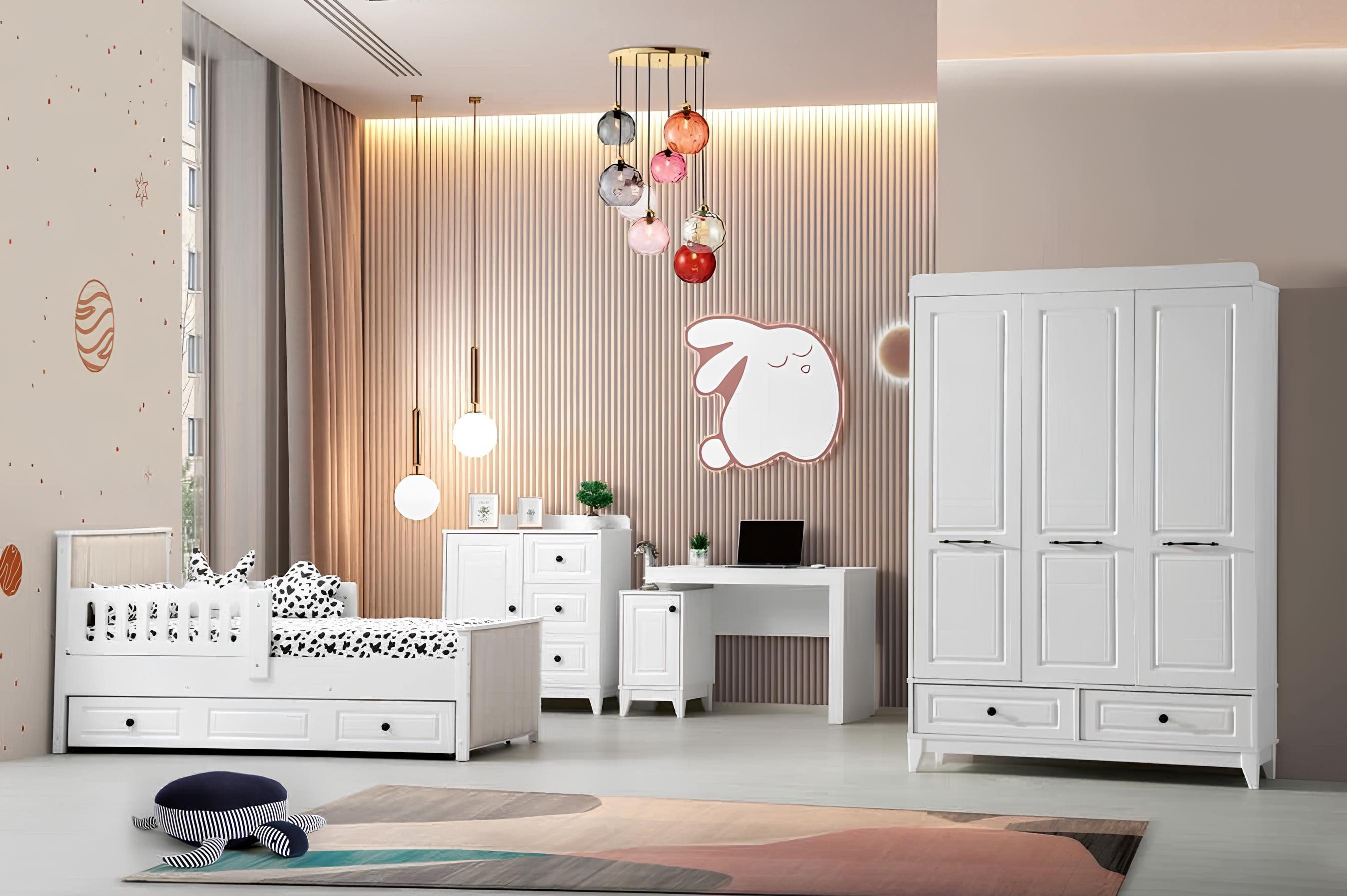 Babyzimmer-Komplettset Luxuriöses Kinderzimmer in strahlendem Weiß