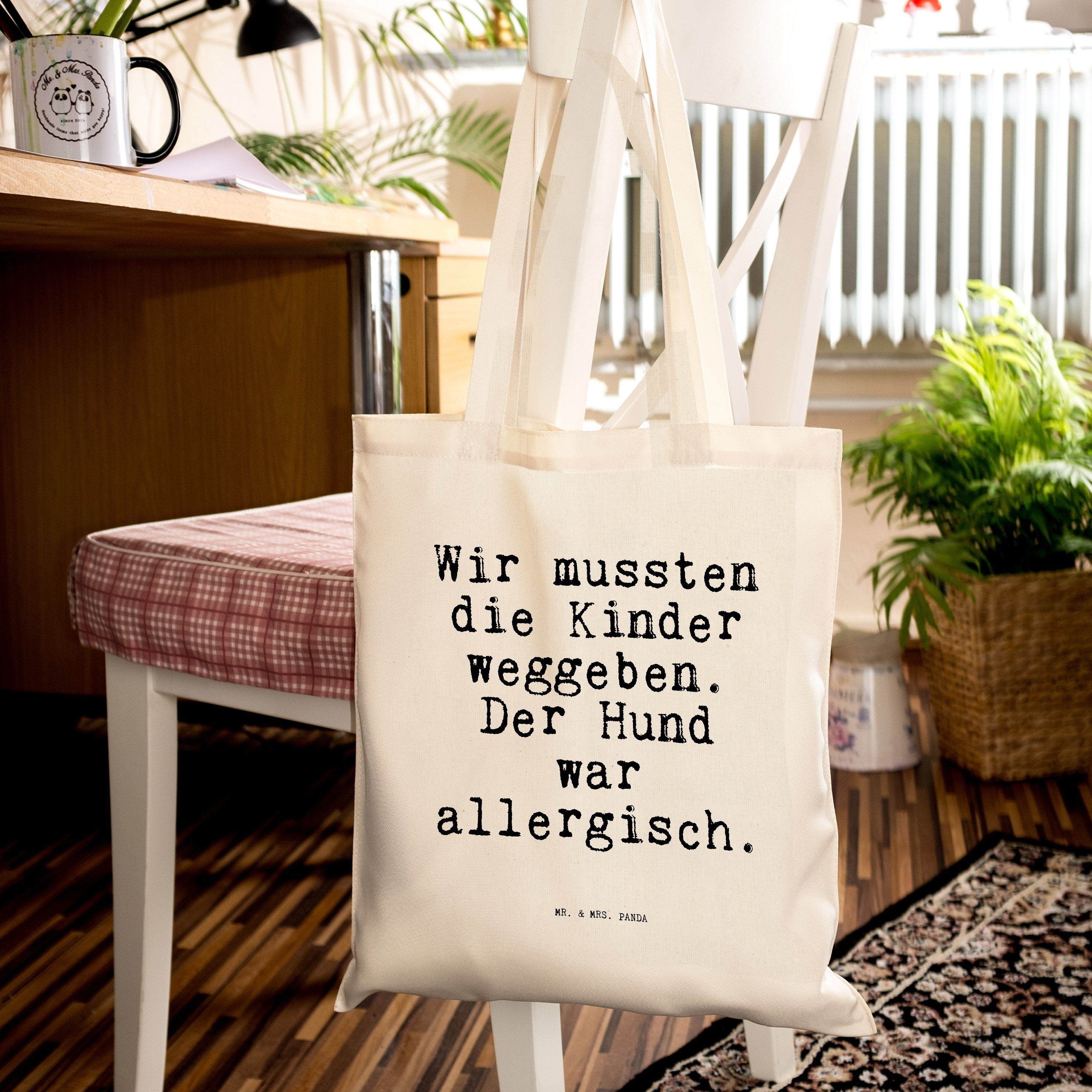 Mrs. Panda - Geschenk, Kinder... & mussten Wir Sp Mr. Hundebesitzer, (1-tlg) Transparent Tragetasche - die