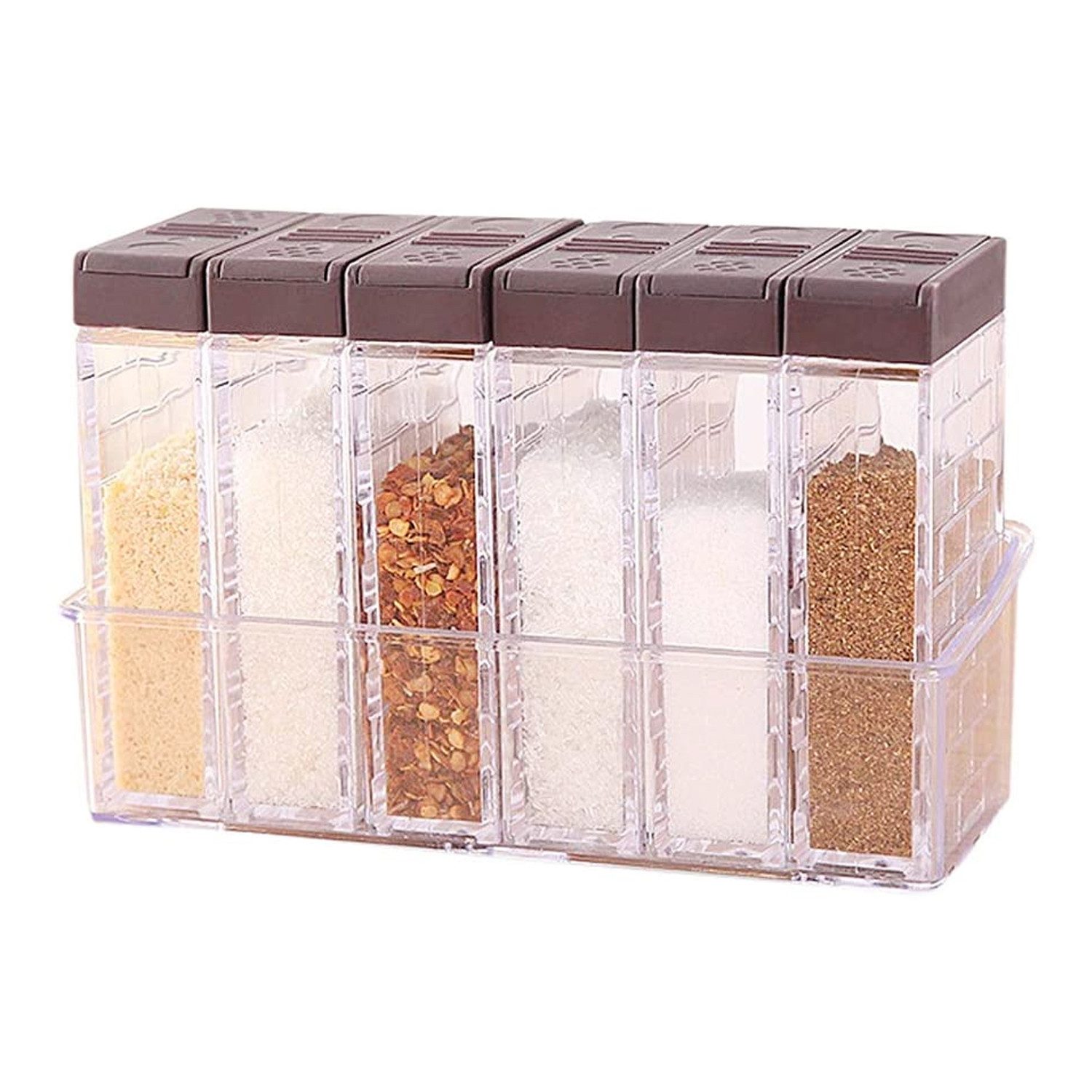 Pfefferstreuer 6er Set Salz und Pfefferstreuer Gewürzbox Kunststoff Camping Gewürzbox