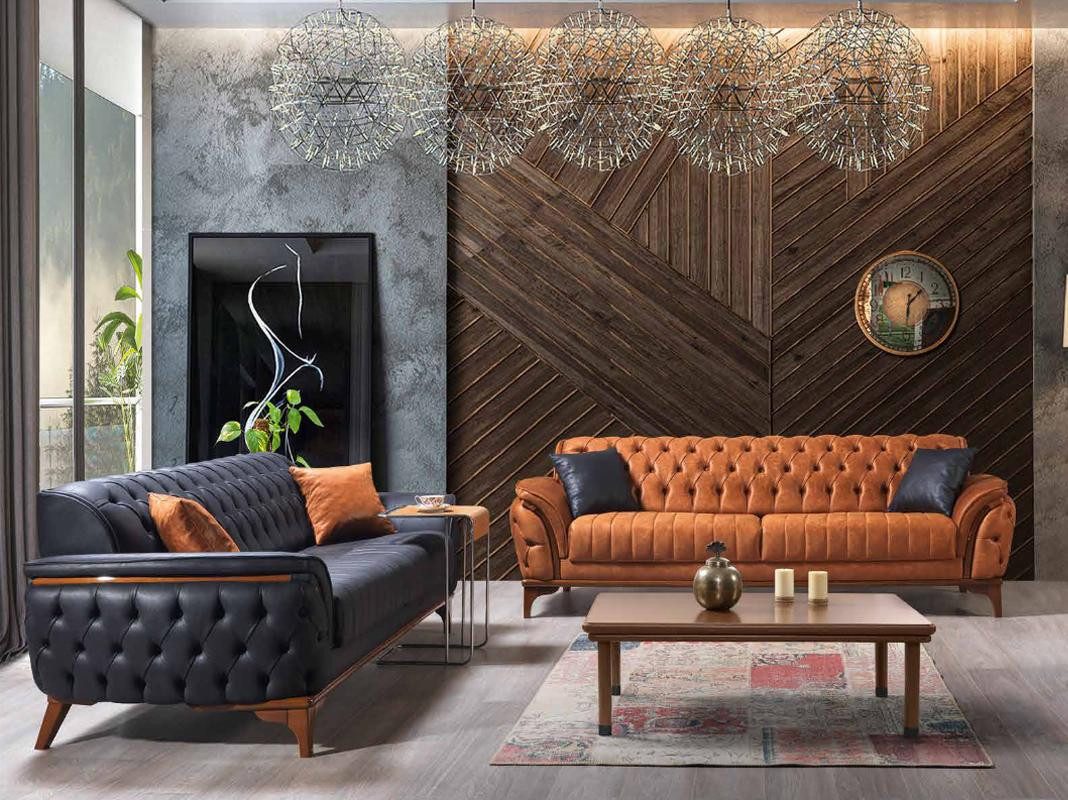 Xlmoebel Chesterfield-Sofa Oranger Chesterfield Sofa mit edlem Design und Komfort, 1 Teile, Hergestellt in Europa