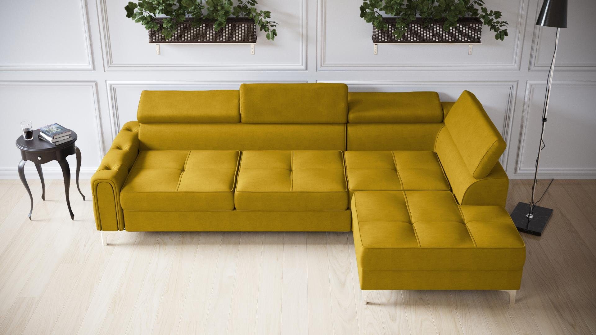 Ecksofa Ecke Couch Ledersofa Europe in Wohnzimmer Gelb JVmoebel Made Design, L-Form