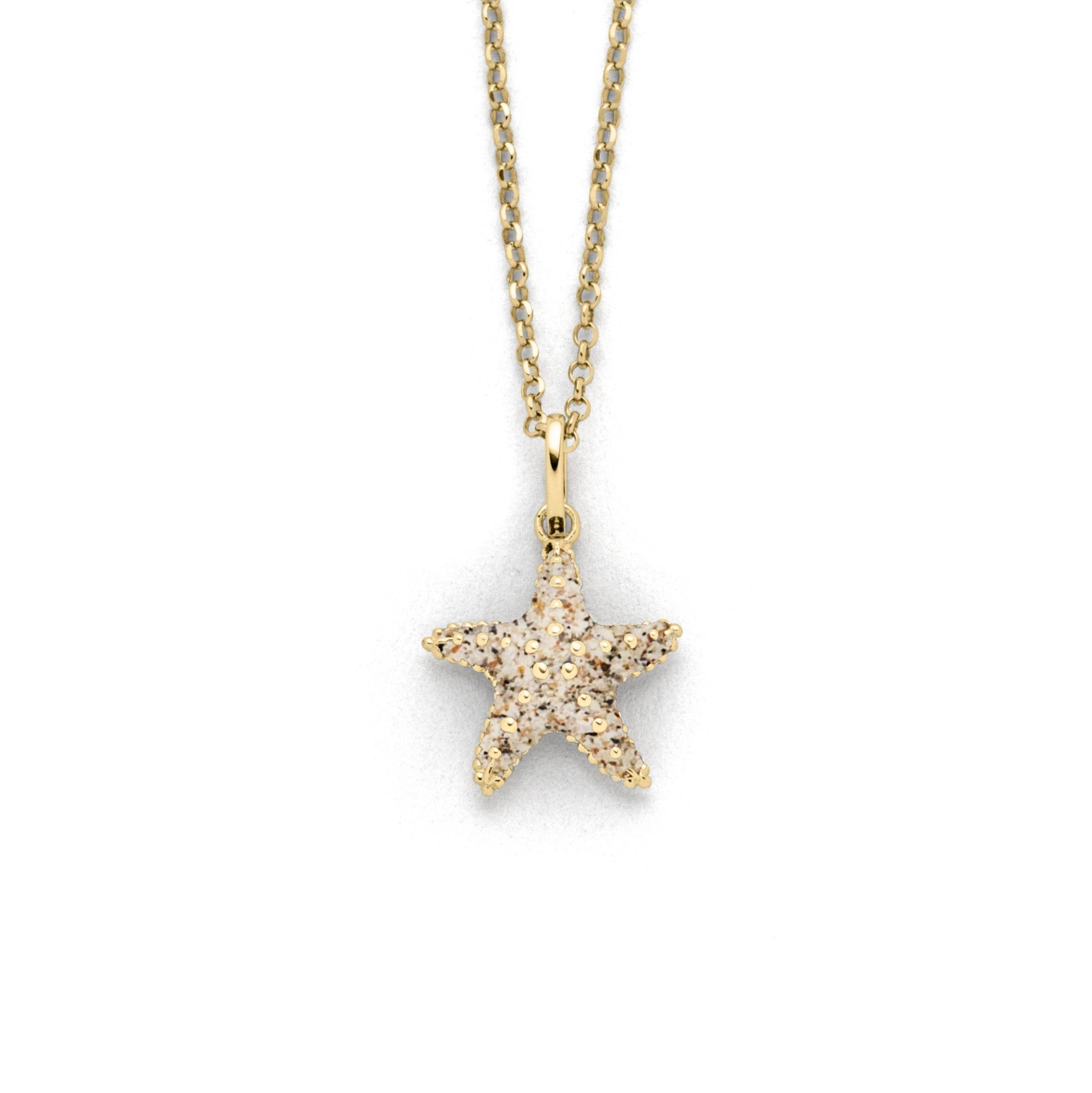 Kette mit Anhänger DUR Schmuck: Kette "Seestern" mit Strandsand, vergoldet, K2917