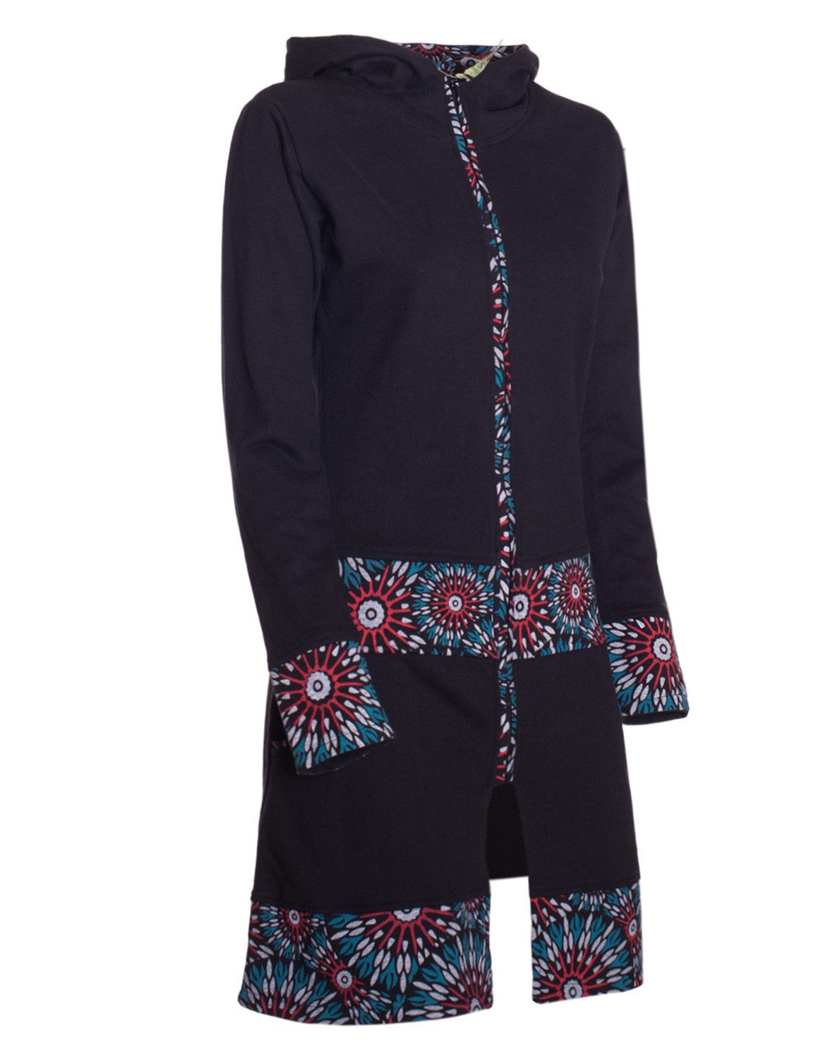 Vishes Kurzmantel Damen Kapuze Bedruckt Übergangsmantel Jersey Baumwolle Alternative Mode, Boho, Hippie, Ethno, Festival