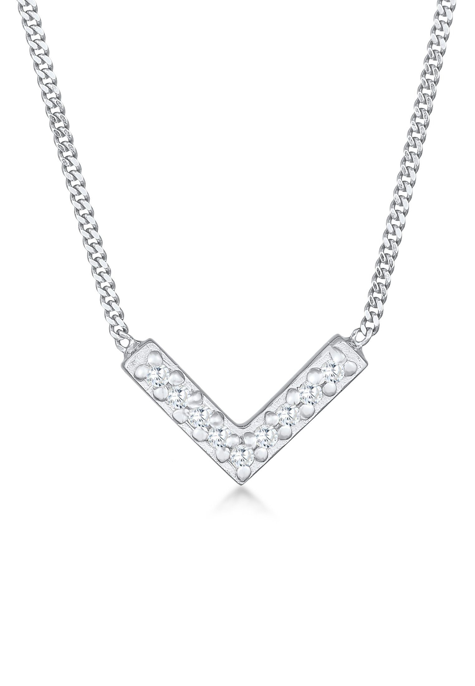 Elli Kette mit Anhänger Zirkonia V-Form Elegant 925 Silber, Geo