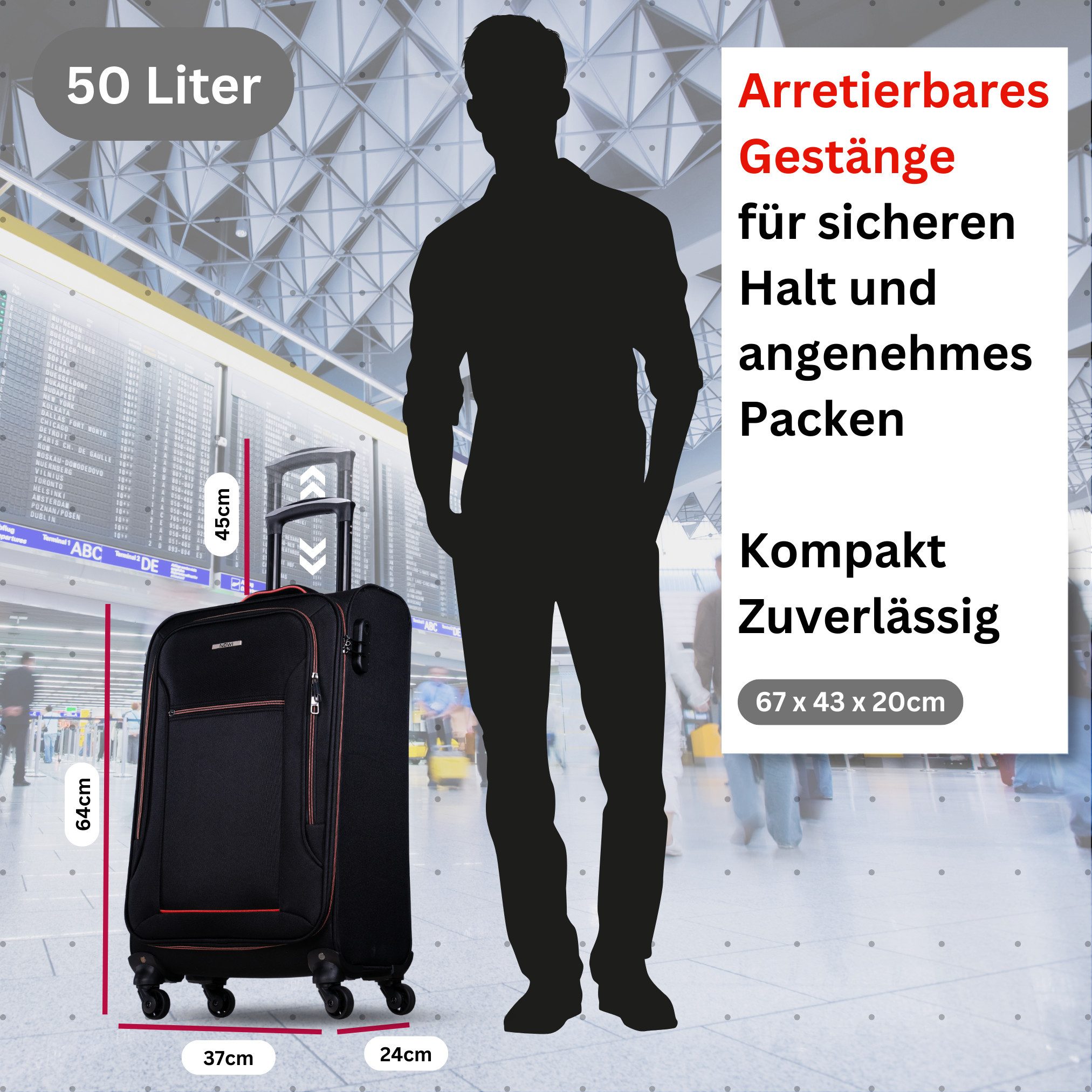 NOWI Trolley Weichschalenkoffer mit Rollen & Zahlenschloss – leicht & robus günstig online kaufen