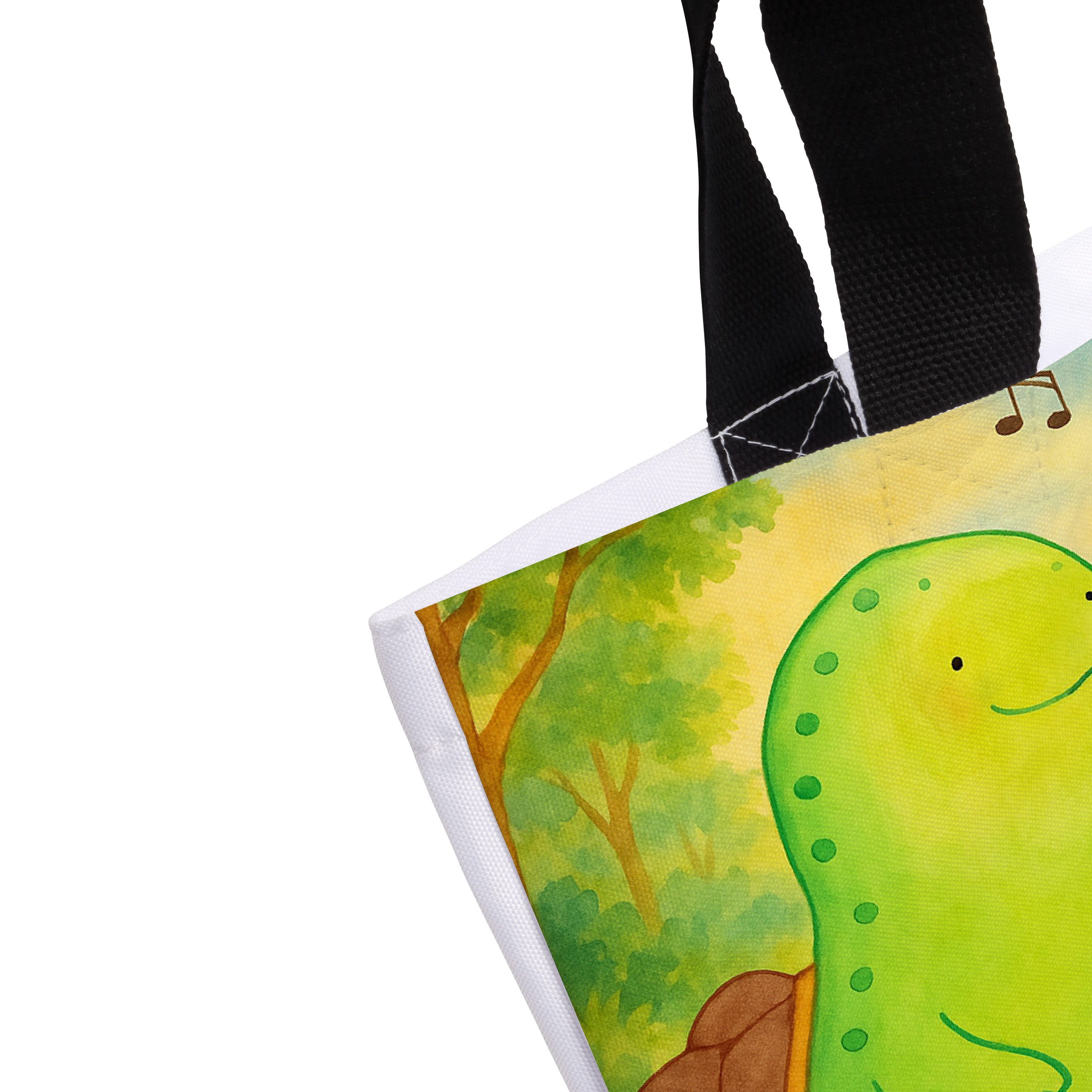 Mr. & Mrs. Panda Shopper Schildkröte Pfeifen Design, Einkaufstasche, Weiß, Tote Bag, glücklich (Packung), Freizeittasche studententasche Stoffbeutel