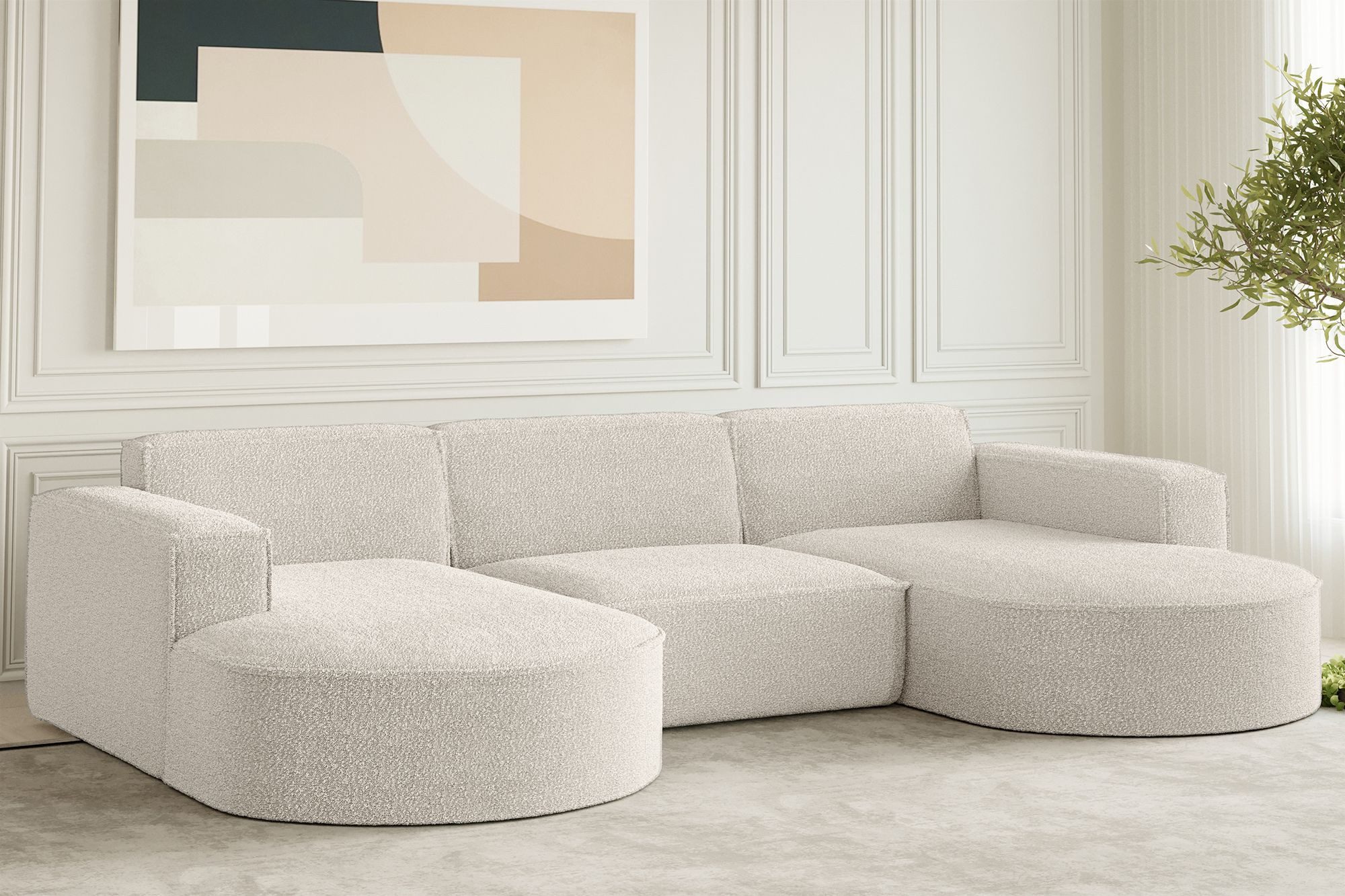 Kaiser Möbel Ecksofa Ecksofa Designer, Sofa U Form MODENA Stoff Loop