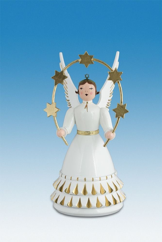 Engelfigur Holzfigur Rokokoengel mit Krone und Sternbogen Höhe 12cm NEU