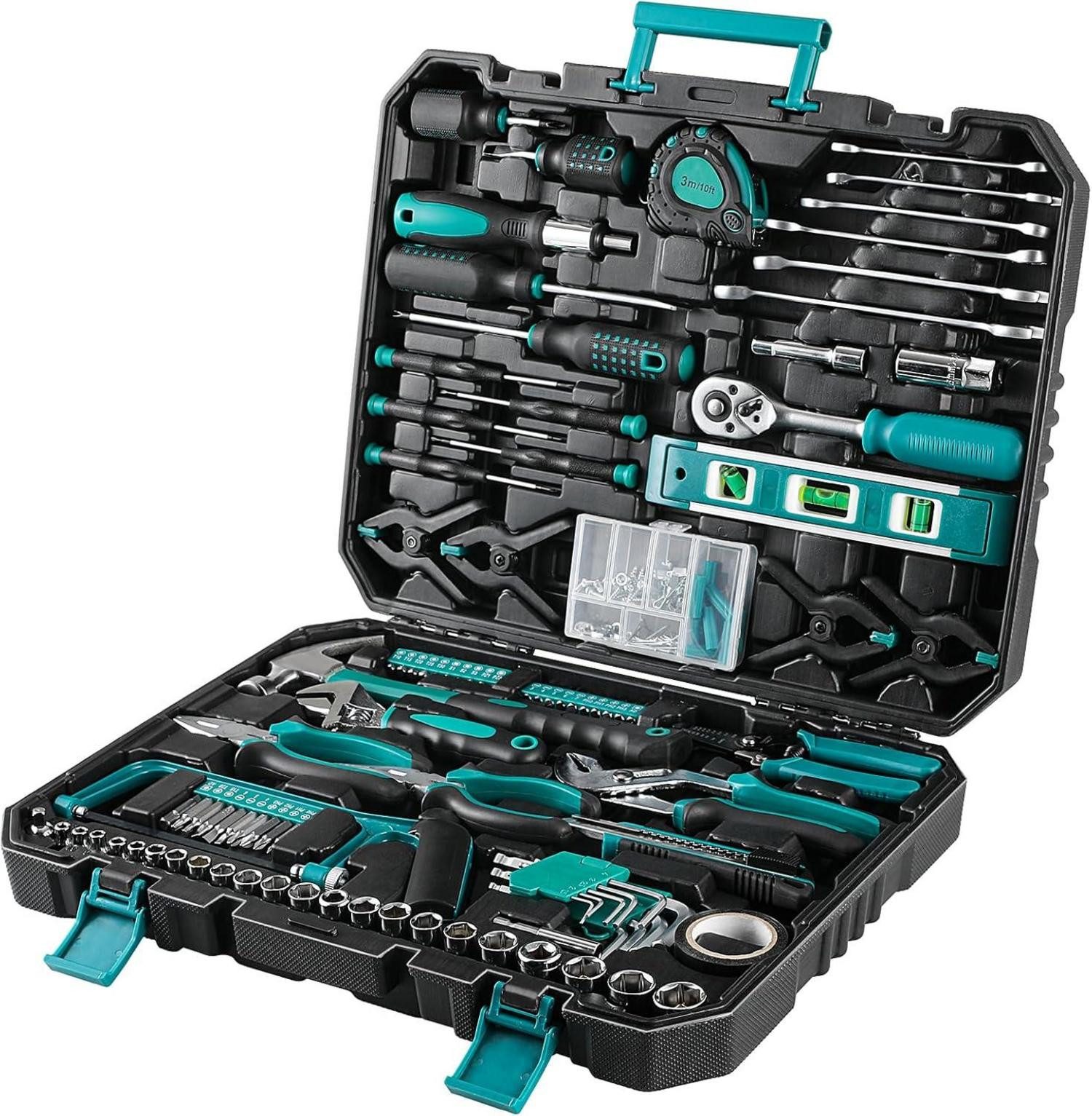 Multitool Werkzeugkoffer 198tlg Gefüllt Haushalts Werkzeug Set Ratsche