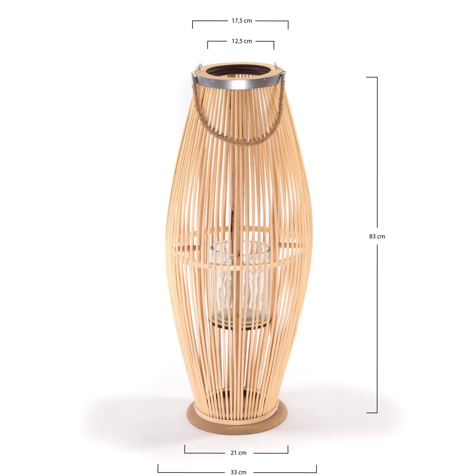 CREEDWOOD Windlicht Deko LATERNE "ZYA", Bambus, Natur Windlicht, Größe: 80 günstig online kaufen