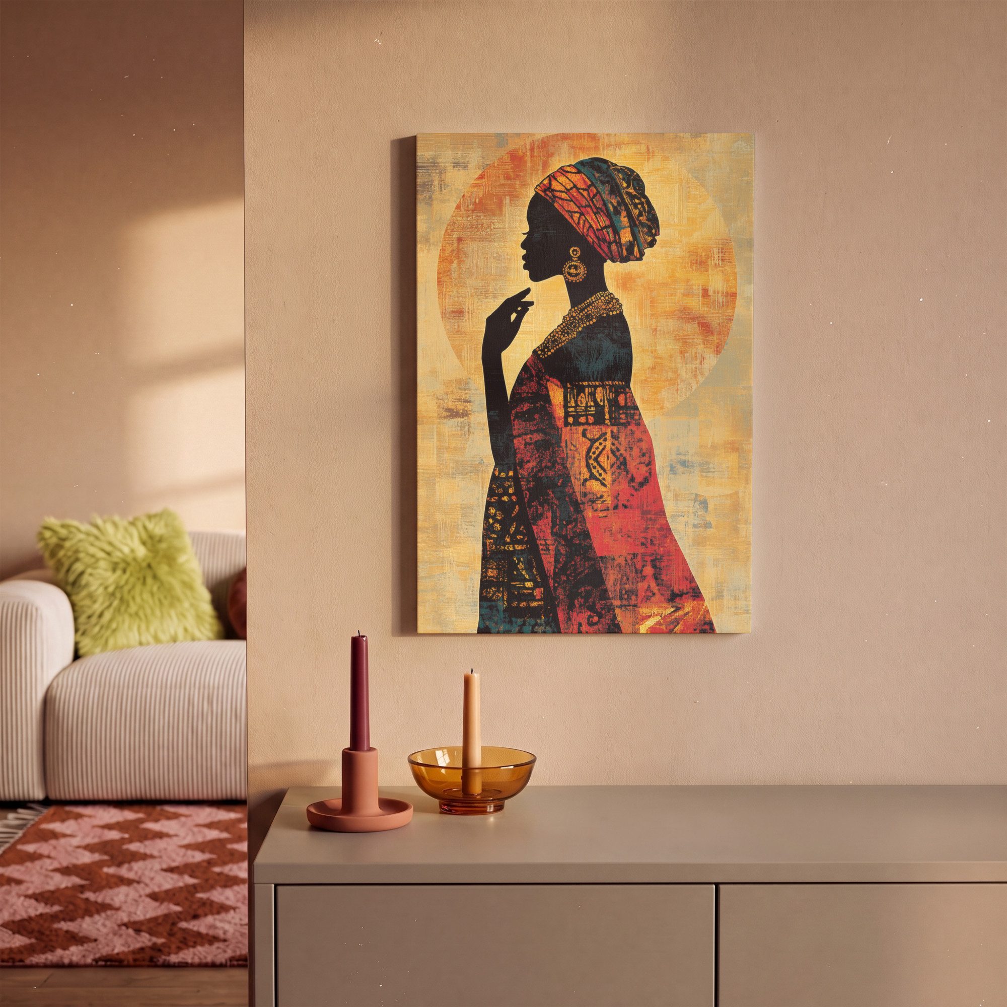 OneMillionCanvasses® Leinwandbild Frau - Scherenschnitt - Muster - Verschnörkelt, Fotodruck (1 St), Leinwand Canvas Wandbild, Wanddekoration 20x30 cm – Bild 2 von 5