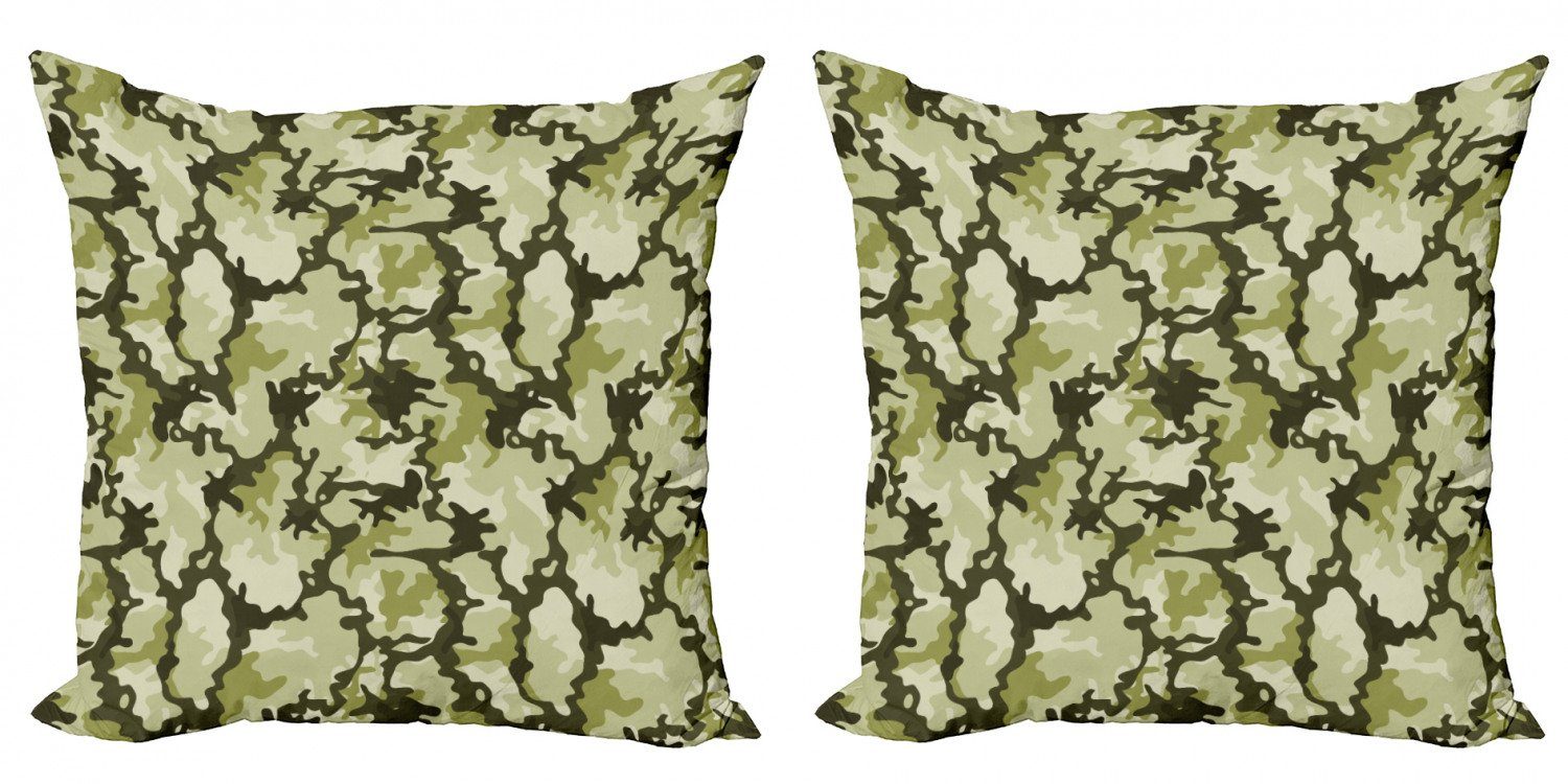 Kissenbezüge Modern Accent Doppelseitiger Digitaldruck, Abakuhaus (2 Stück), Grün Jungle Camouflage-Design