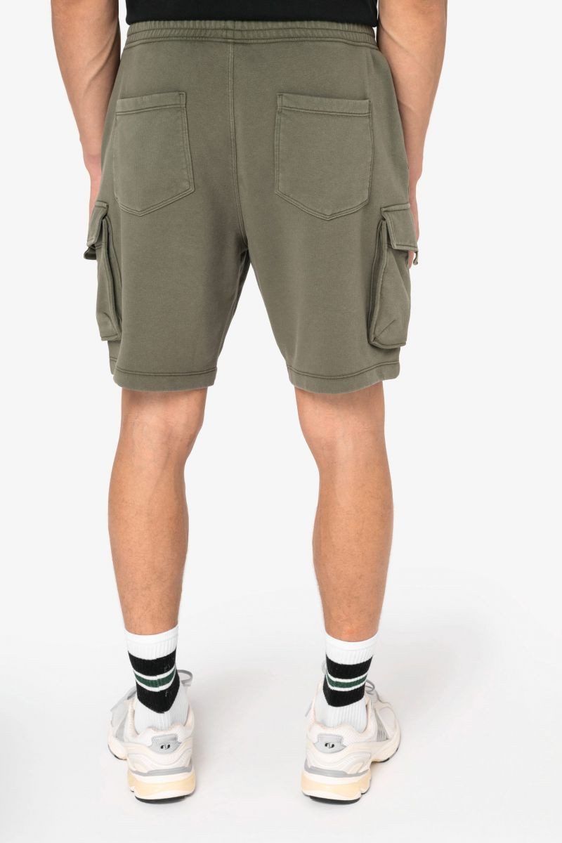 Native Spirit Shorts Umweltfreundliche ausgewaschene French Terry Cargo-Shorts