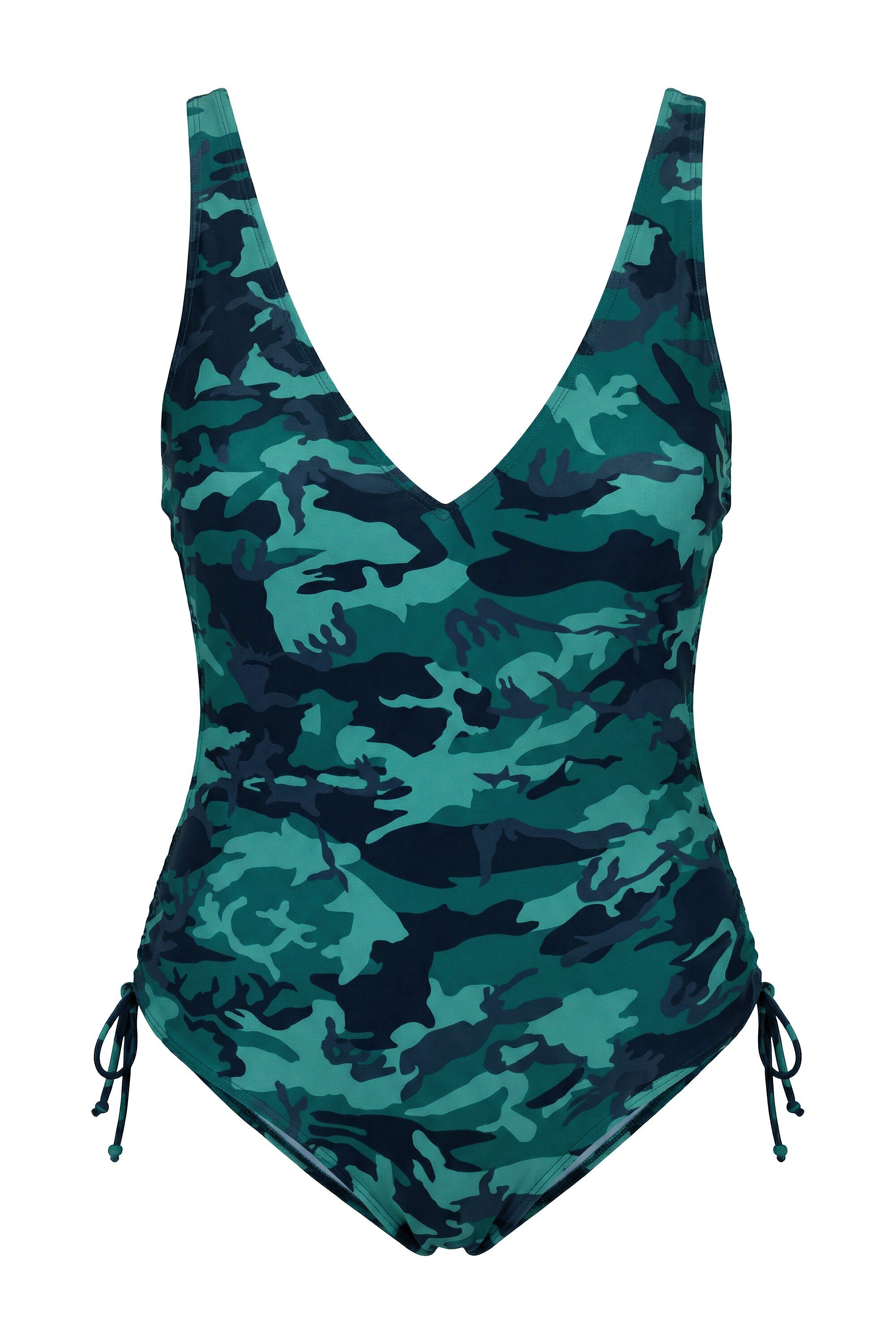 Studio Untold Badeanzug Badeanzug Camouflage Raffbänder Softcups Shaping