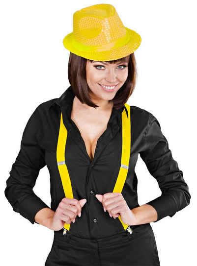 Widdmann Kostüm Hosenträger gelb, Mit Metall-Clips und Schnallen zur variablen Größenanpassung