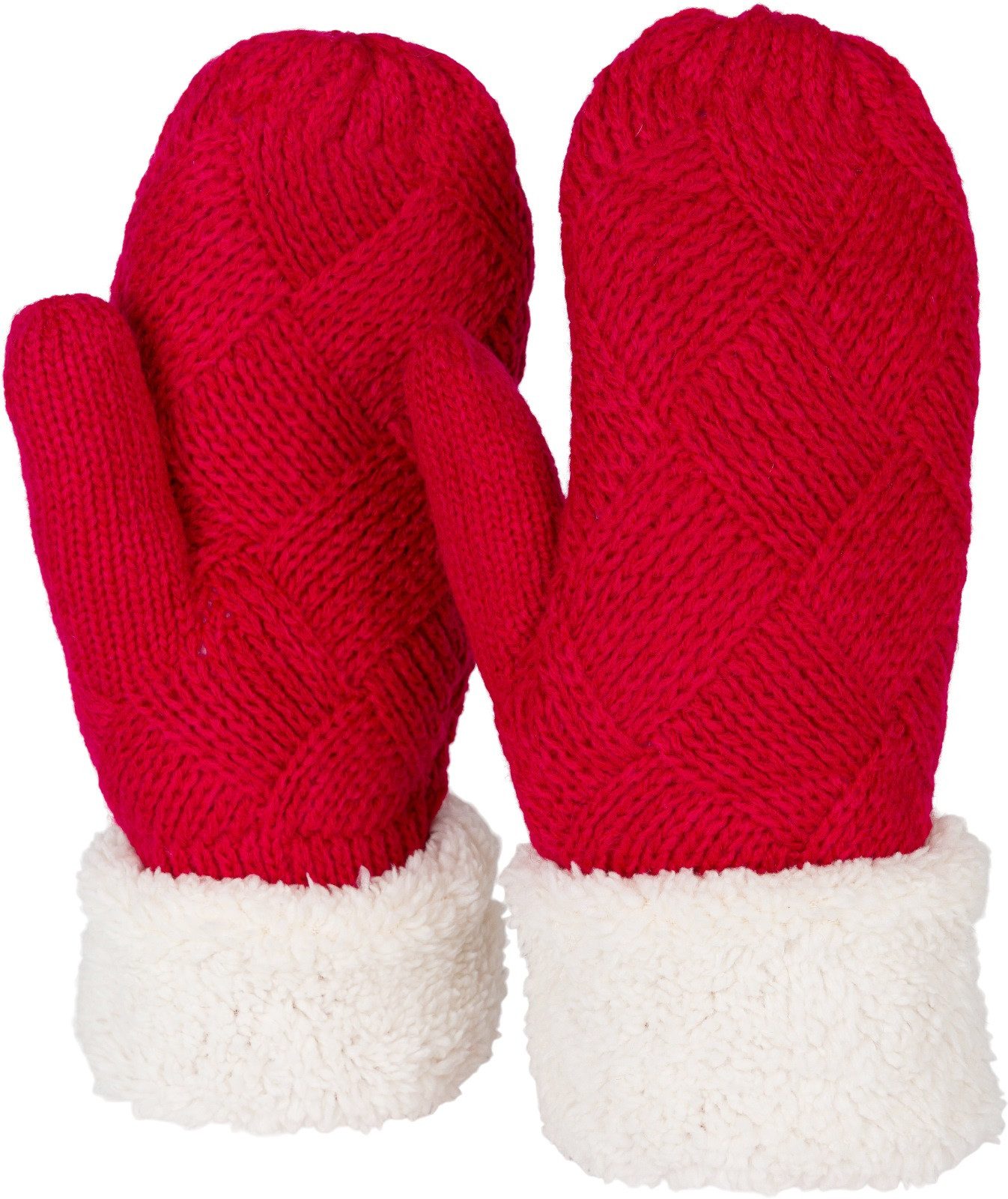 styleBREAKER Fäustlinge Strickhandschuhe Fäustlinge mit Rauten Muster und Fleece (1-St)