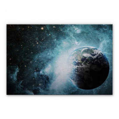 K&L Wall Art Gemälde Alu-Dibond Poster Planet Erde Metalloptik Weltraum Universum Sterne Galaxie, Galaxie Wandbild