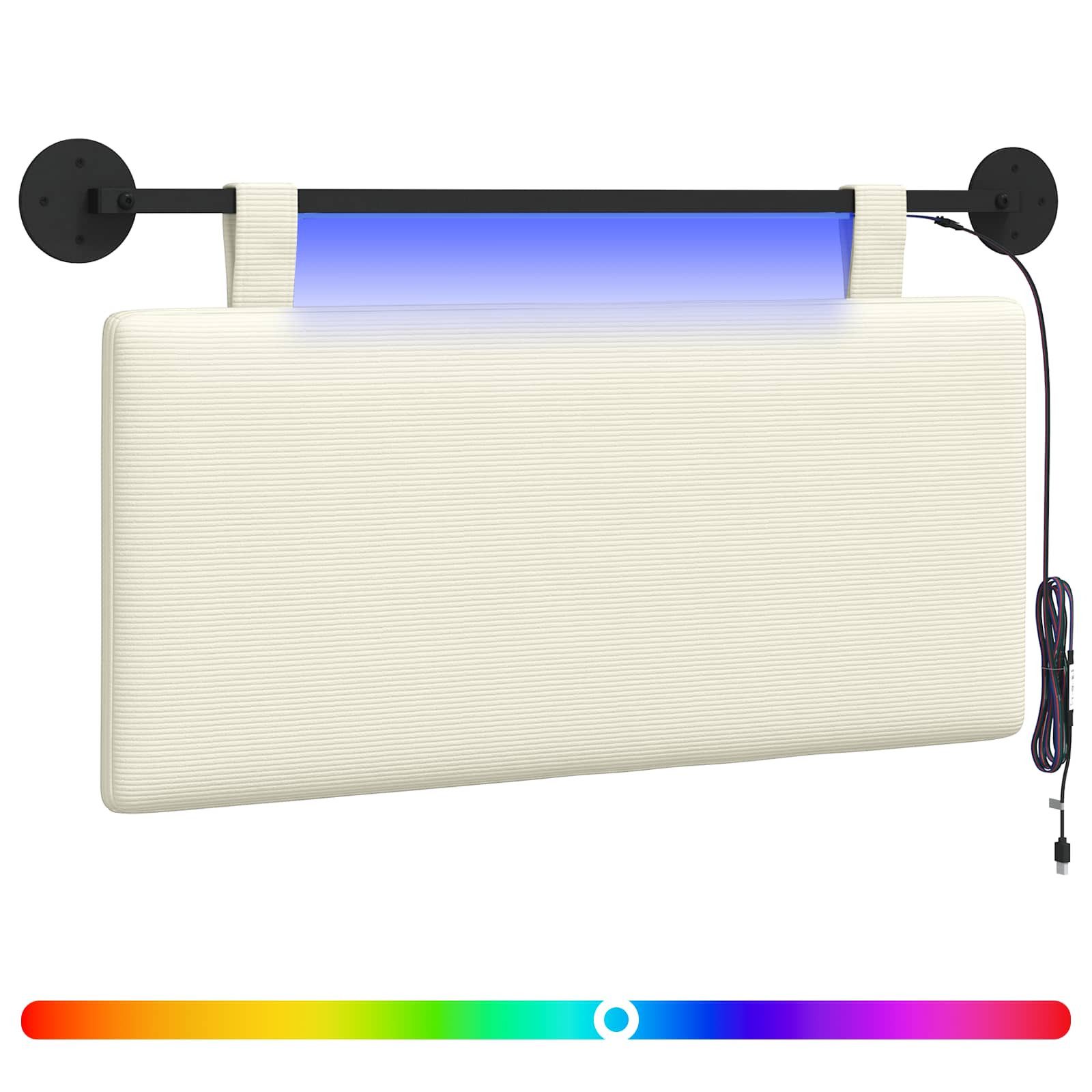 Bett Hängendes Kopfteil Mit LED Licht Creme Cordstoff